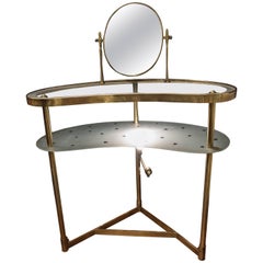 Midcentury Italian Dressing Table by Gio Ponti, Glass and Gilded Brass