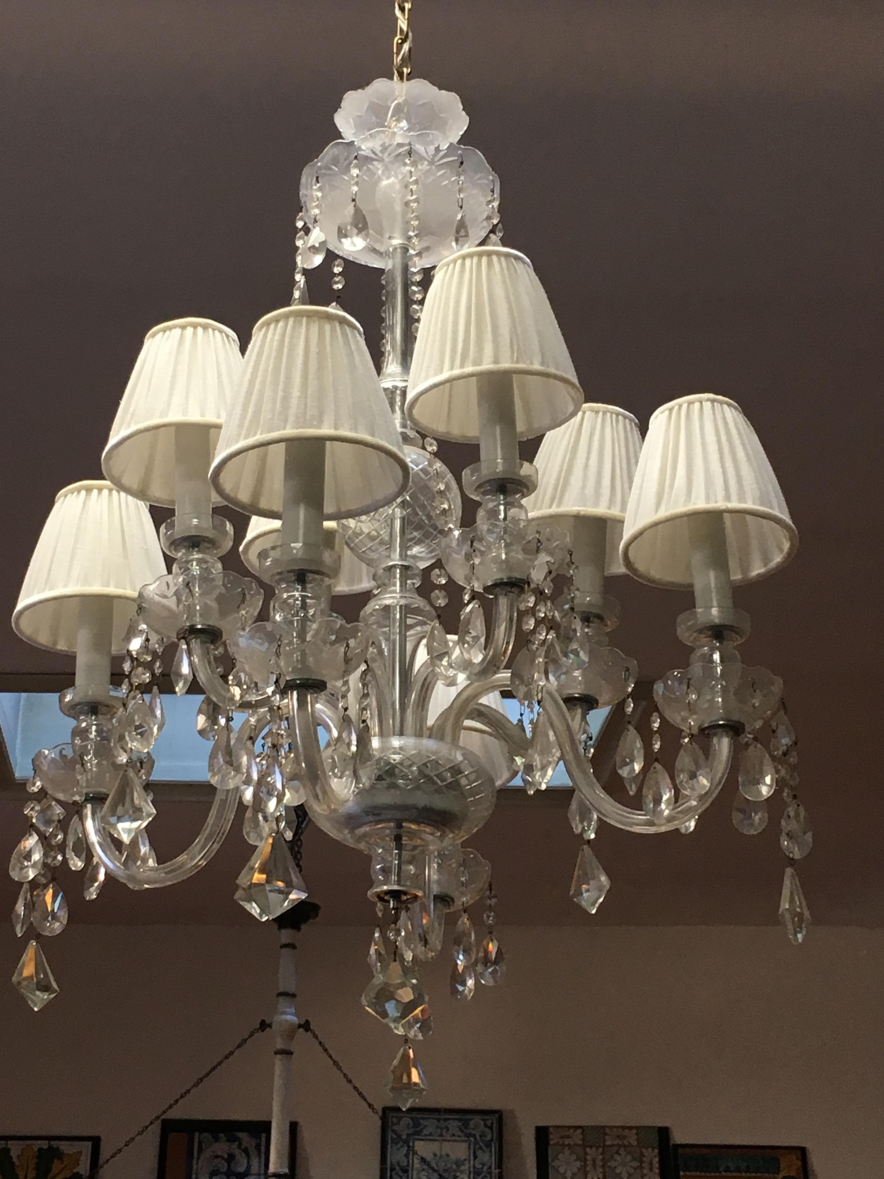Midcentury Italian Eight Bulbs Crystal Chandelier from 1960s For Sale 4