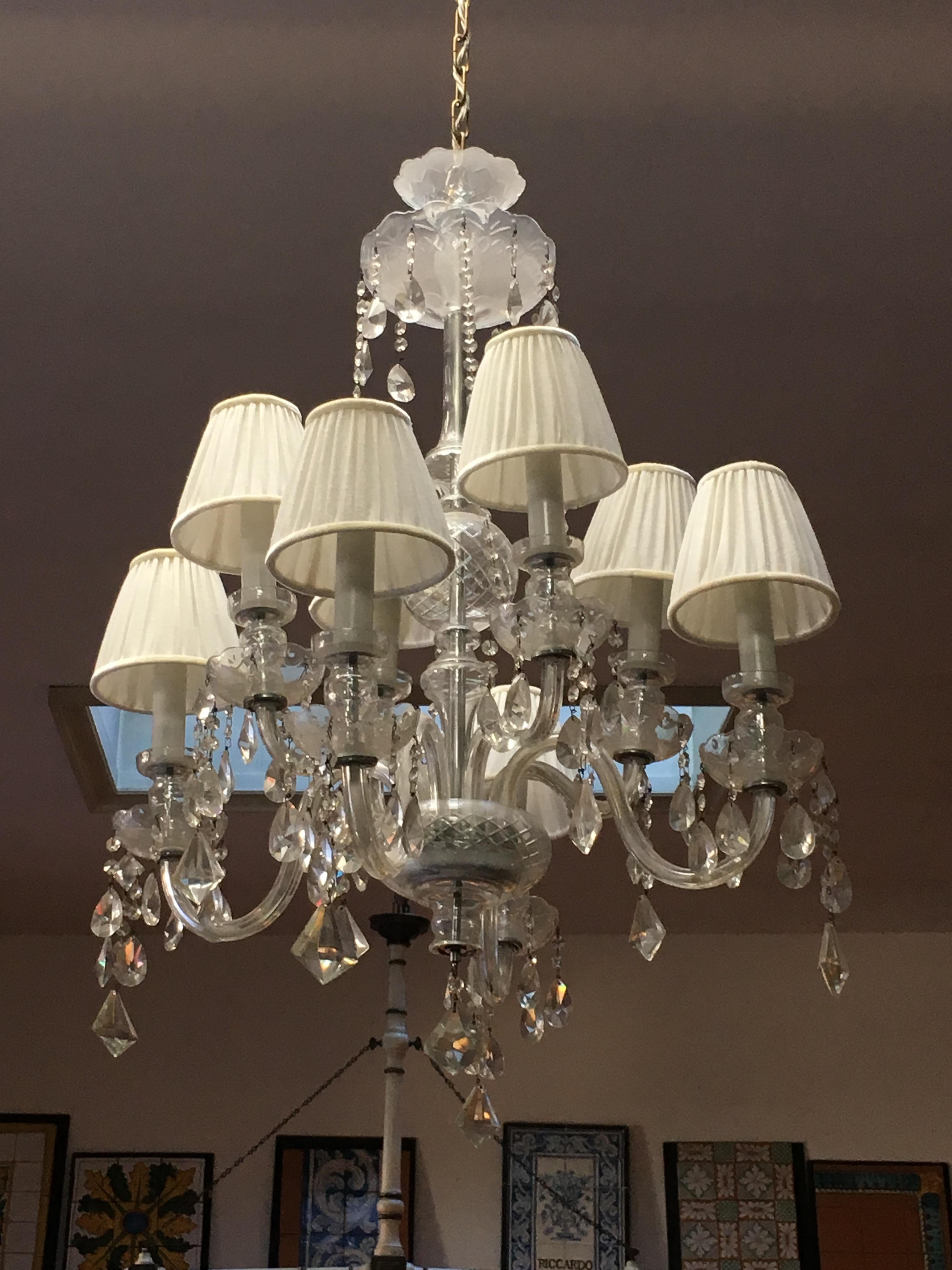 Midcentury Italian Eight Bulbs Crystal Chandelier from 1960s For Sale 5
