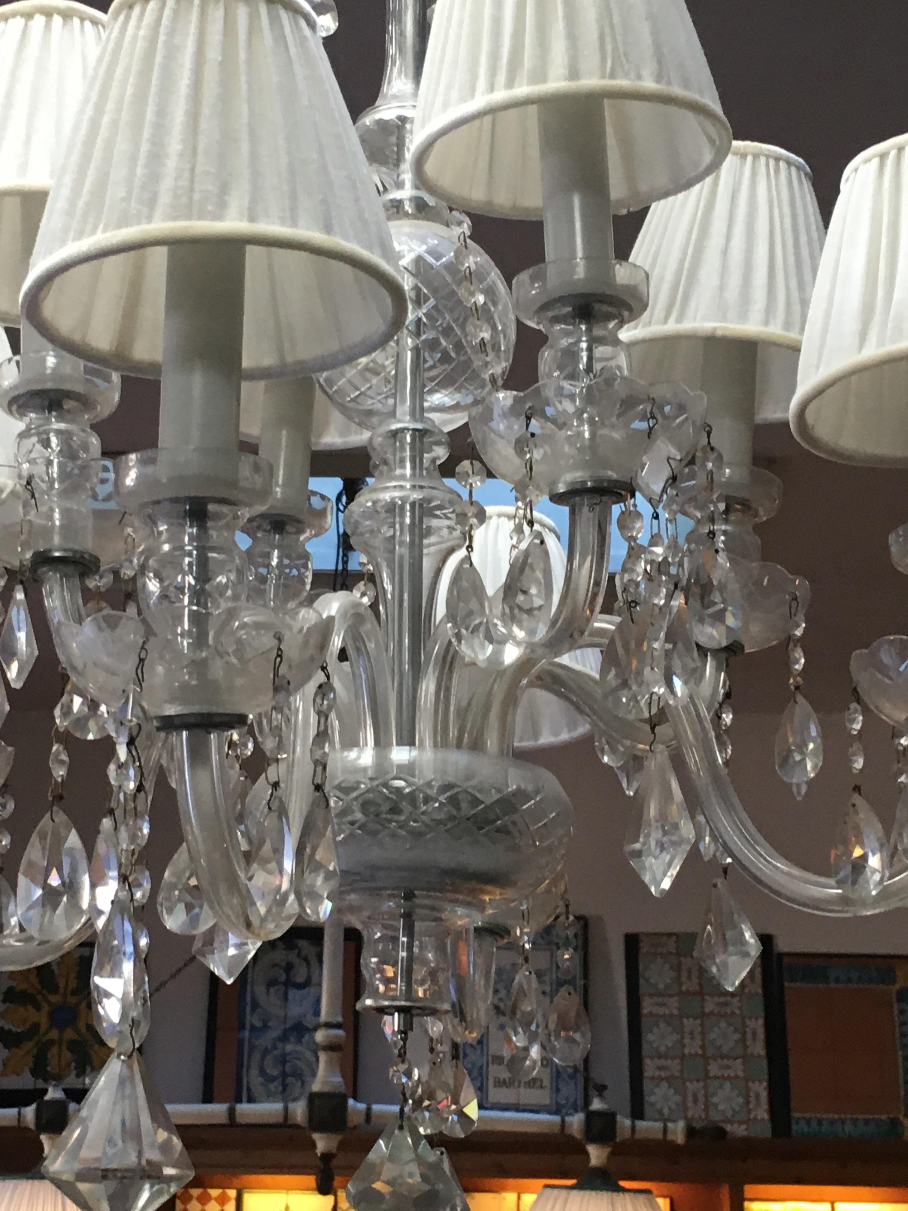 Midcentury Italian Eight Bulbs Crystal Chandelier from 1960s For Sale 7