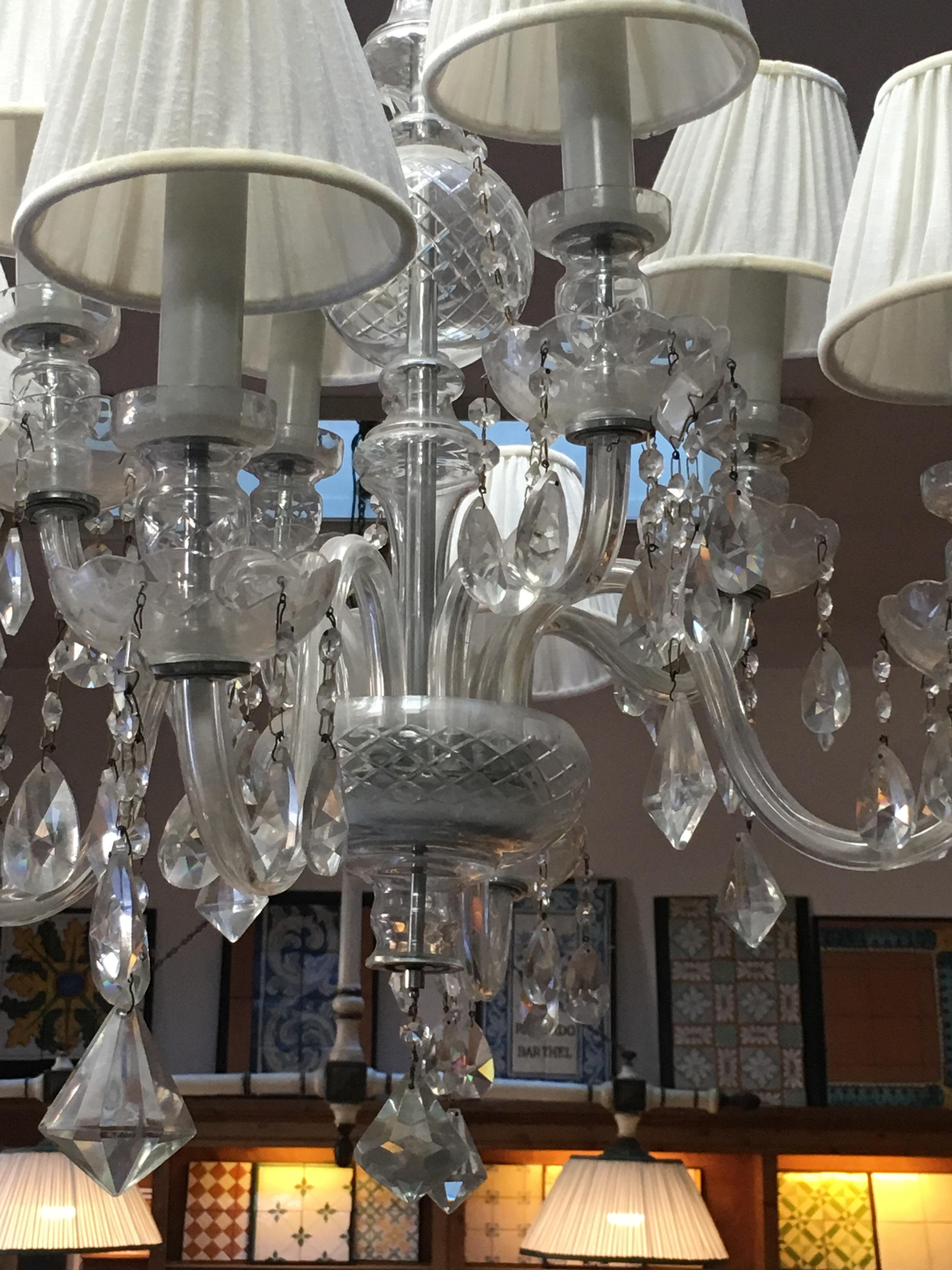Midcentury Italian Eight Bulbs Crystal Chandelier from 1960s For Sale 8