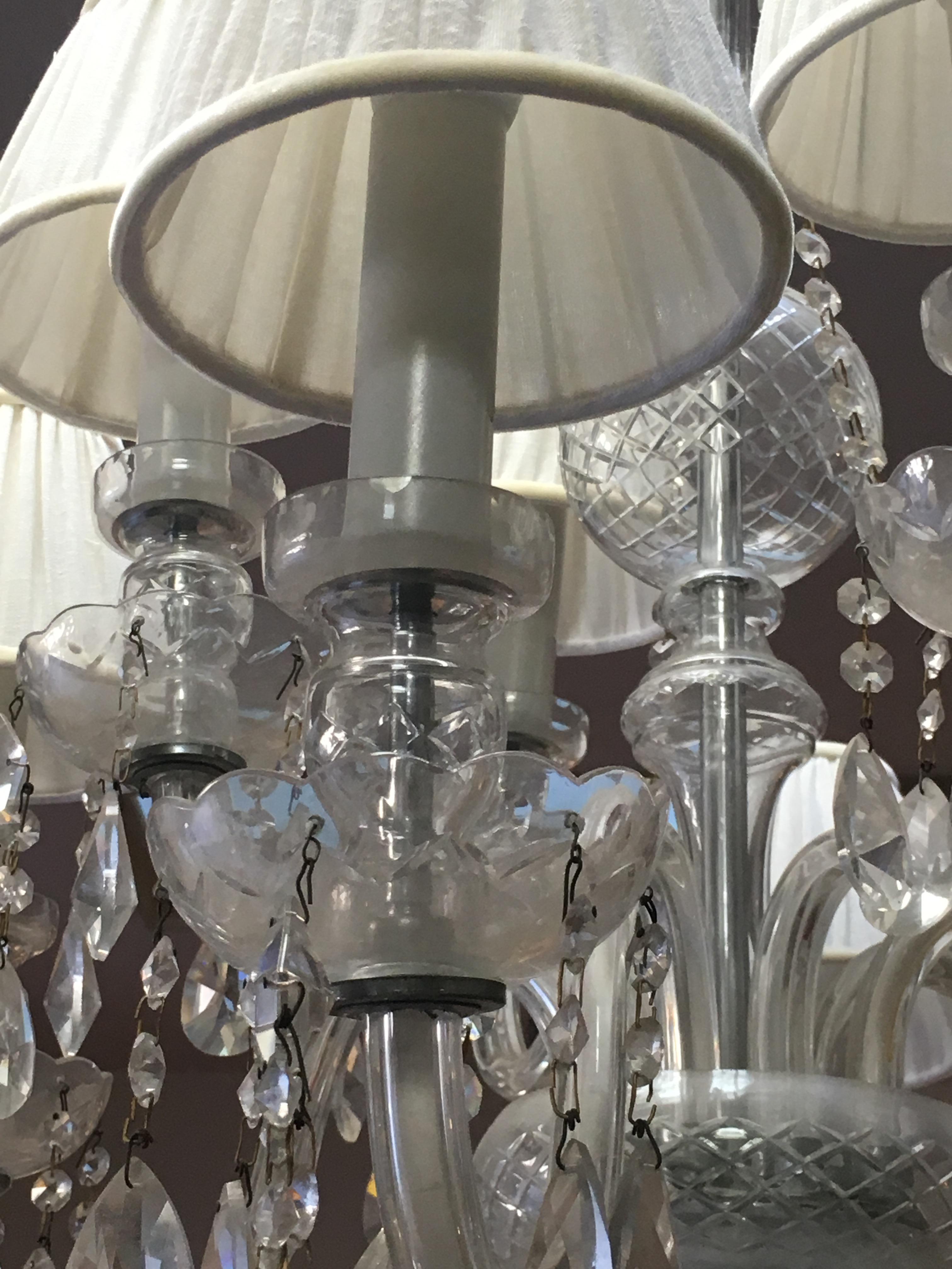 Midcentury Italian Eight Bulbs Crystal Chandelier from 1960s For Sale 9