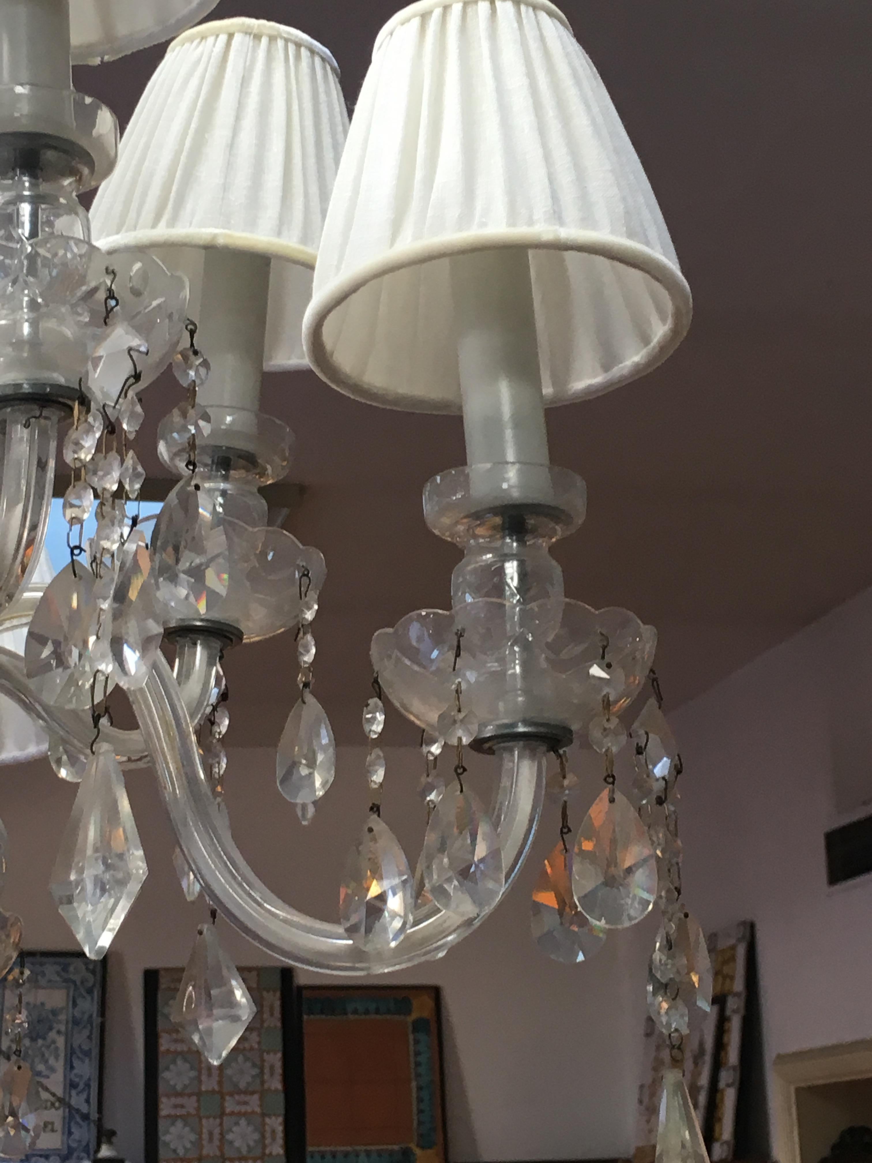 Midcentury Italian Eight Bulbs Crystal Chandelier from 1960s For Sale 11