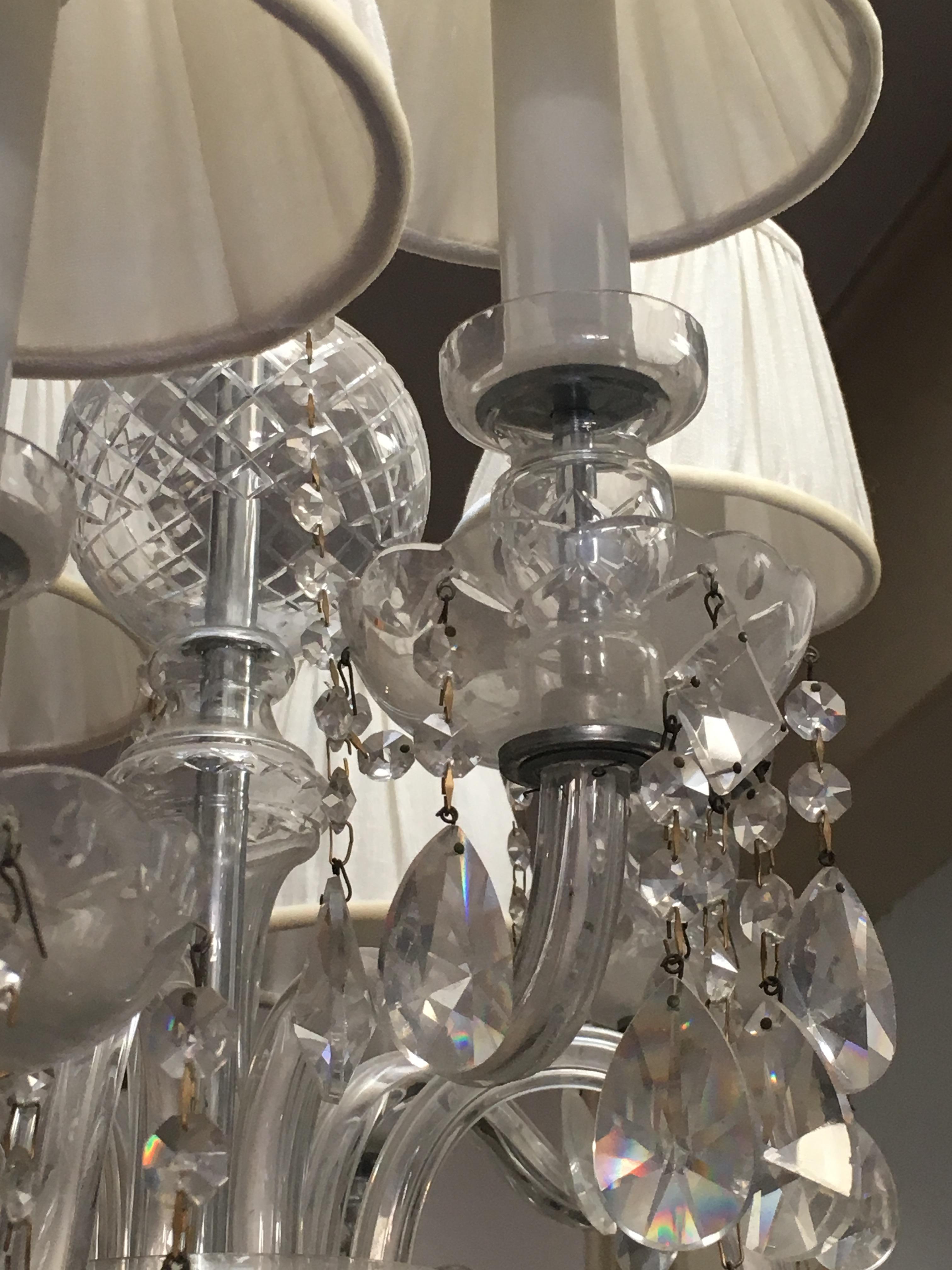 Mid-20th Century Midcentury Italian Eight Bulbs Crystal Chandelier from 1960s For Sale