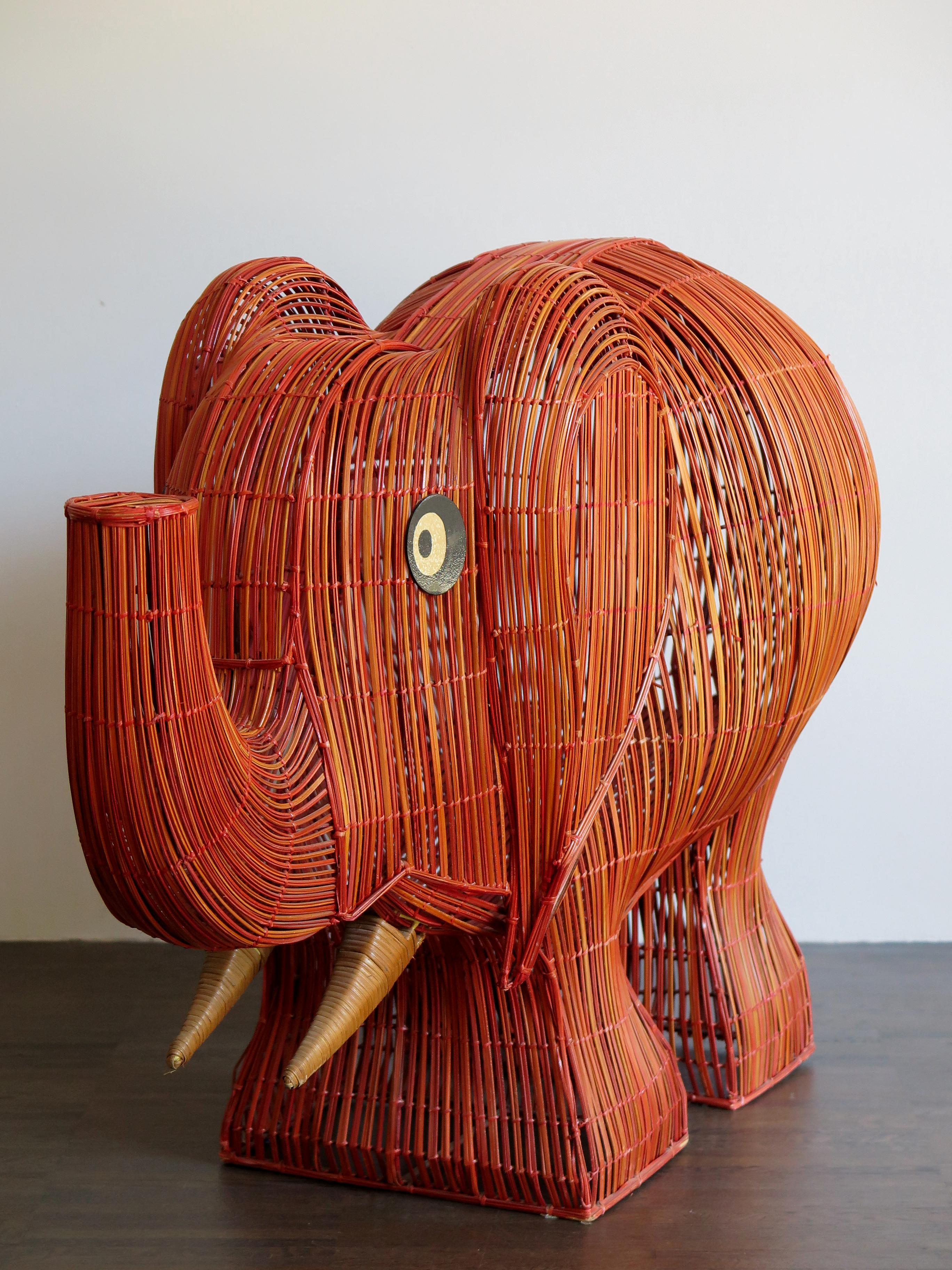 Mid-Century Modern Midcentury Italian Elephant Wicker Container, 1960s