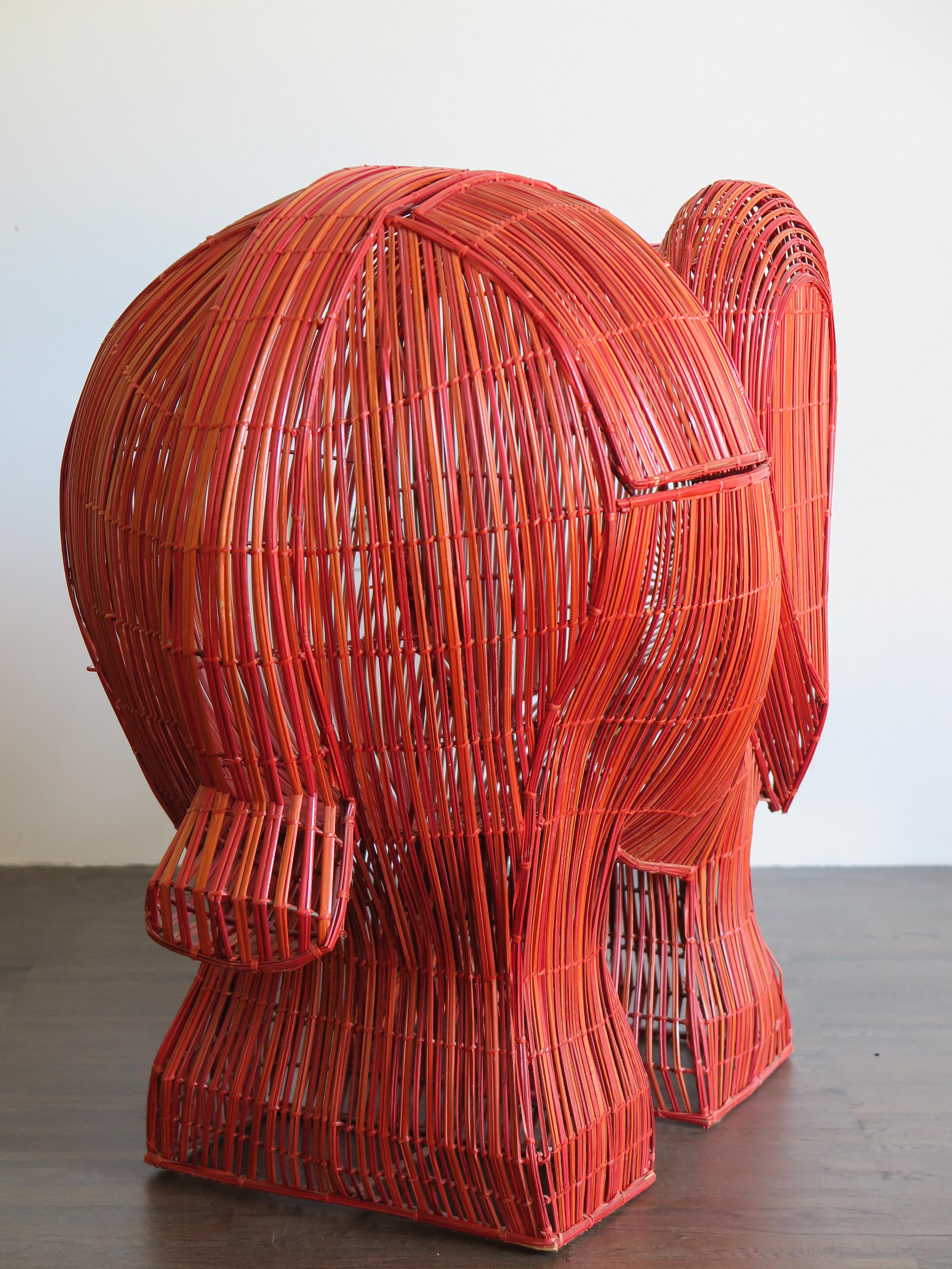 Midcentury Italian Elephant Wicker Container, 1960s In Good Condition In Reggio Emilia, IT