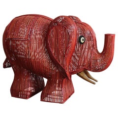 Midcentury Italian Elephant Wicker Container, 1960s