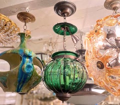 Midcentury Italian Emerald Glass Lantern