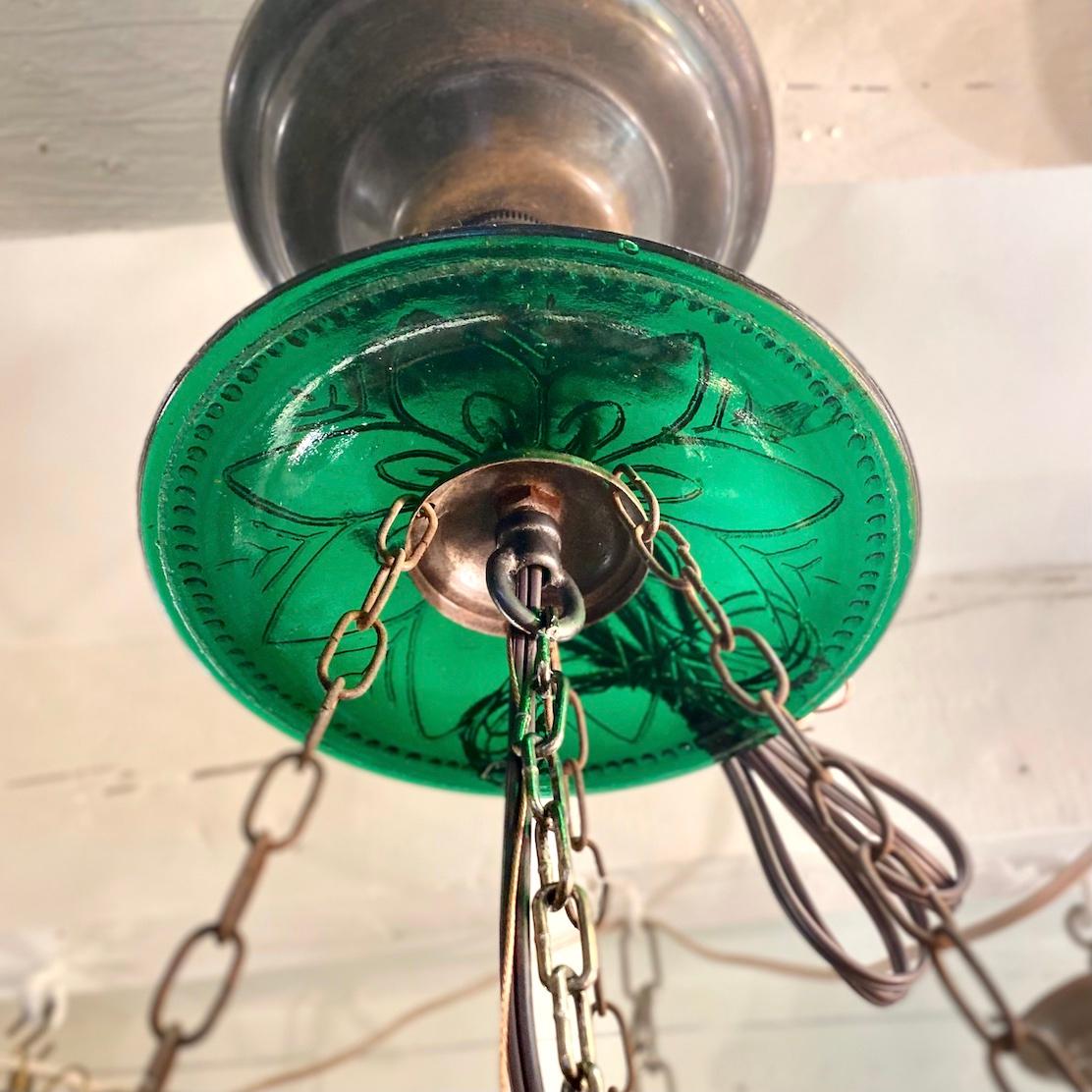 Midcentury Italian Emerald Glass Lantern For Sale 1