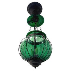 Vintage Midcentury Italian Emerald Glass Lantern