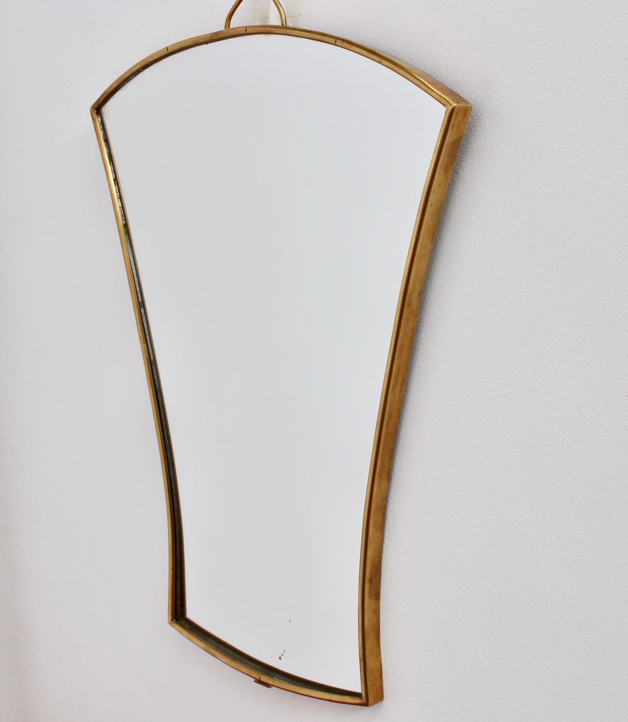 Midcentury Italian Fan-Shaped Wall Mirror with Brass Frame, circa 1950s, Small 4