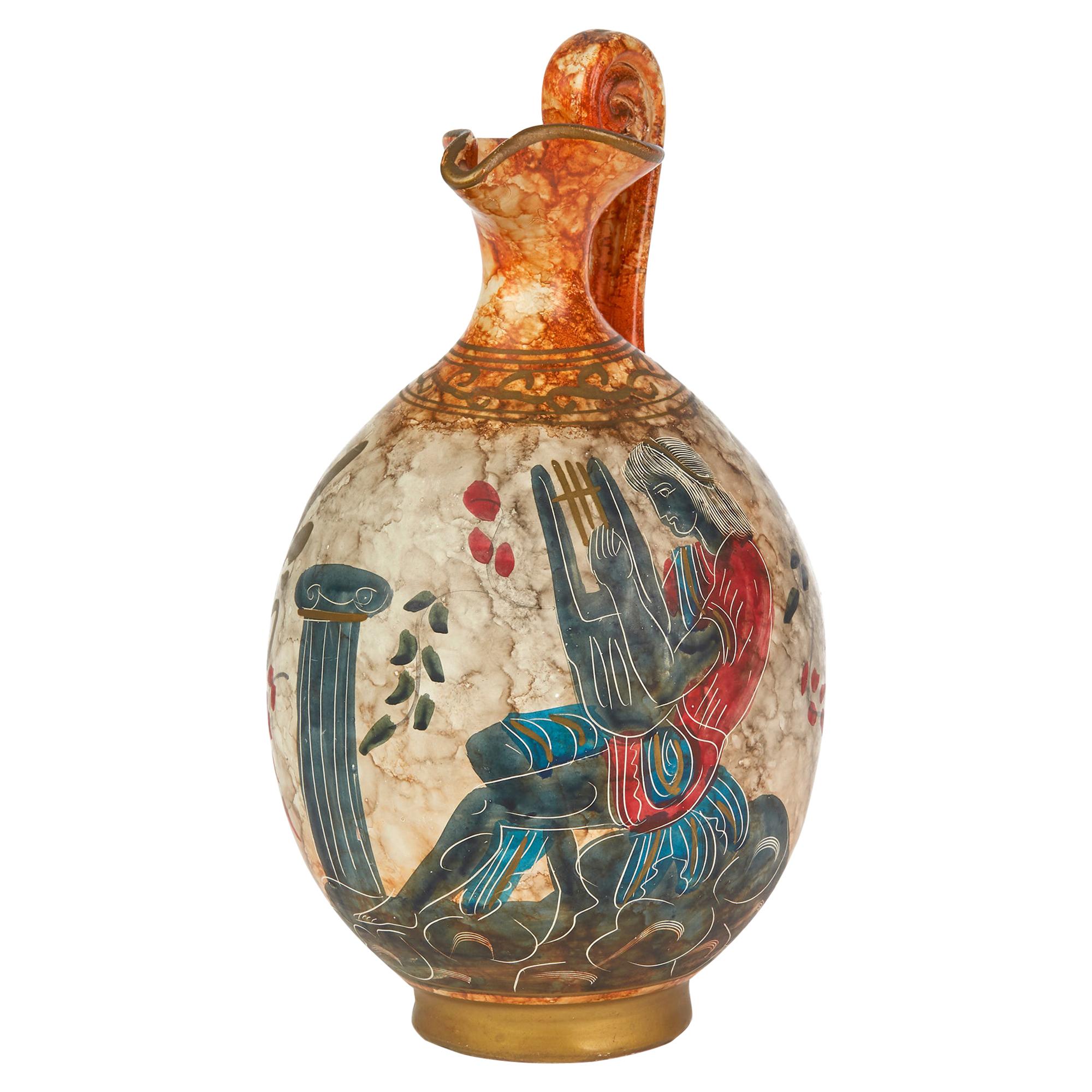 Mitte des Jahrhunderts Italienisch Fantoni zugeschrieben klassisches Design Kunst Keramik Krug im Angebot