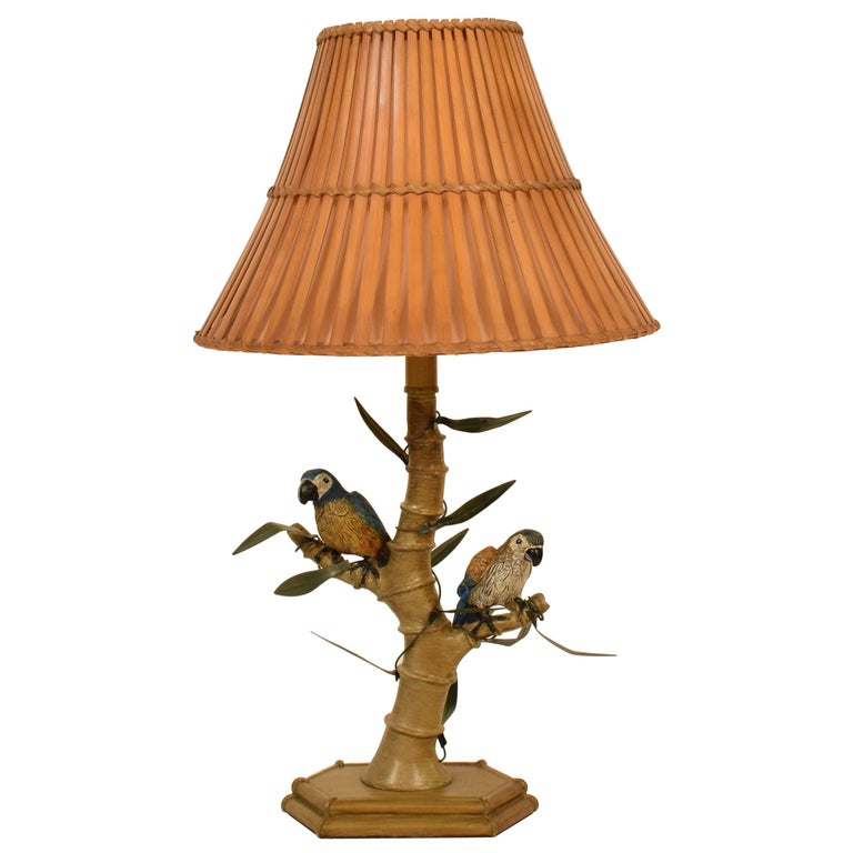 Faux Bamboo Table Lamp With Parrots, Cabelas Lamp Shades