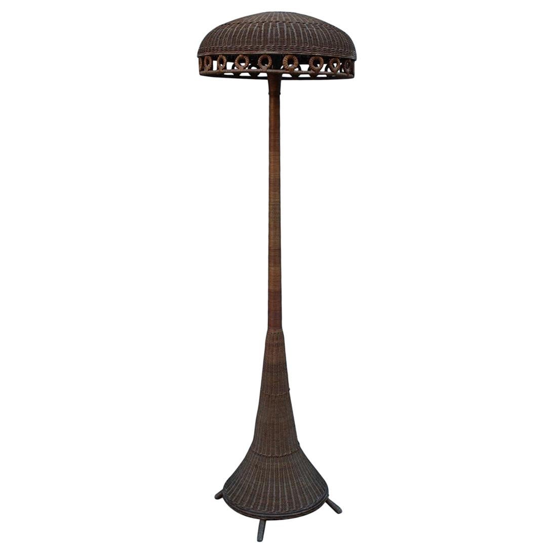 Lampadaire italien du milieu du siècle dernier en bambou, design italien, années 1940 en vente