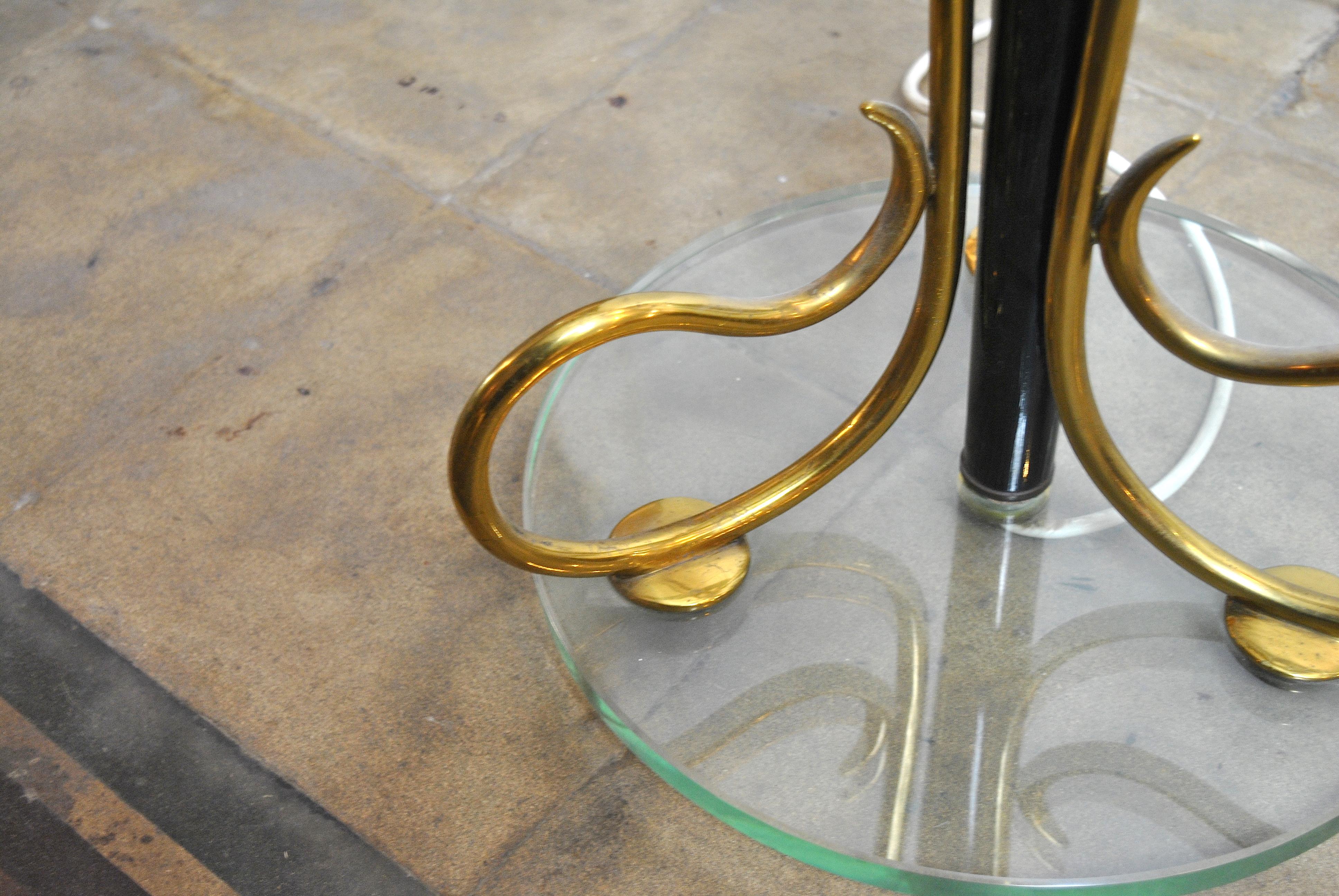 Midcentury Italian Floor Lamp in Fontana Arte Style with Brass Finishes, 1950s For Sale 1