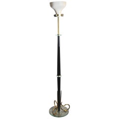 Midcentury Italian Floor Lamp in Fontana Arte Style with Brass Finishes, 1950s