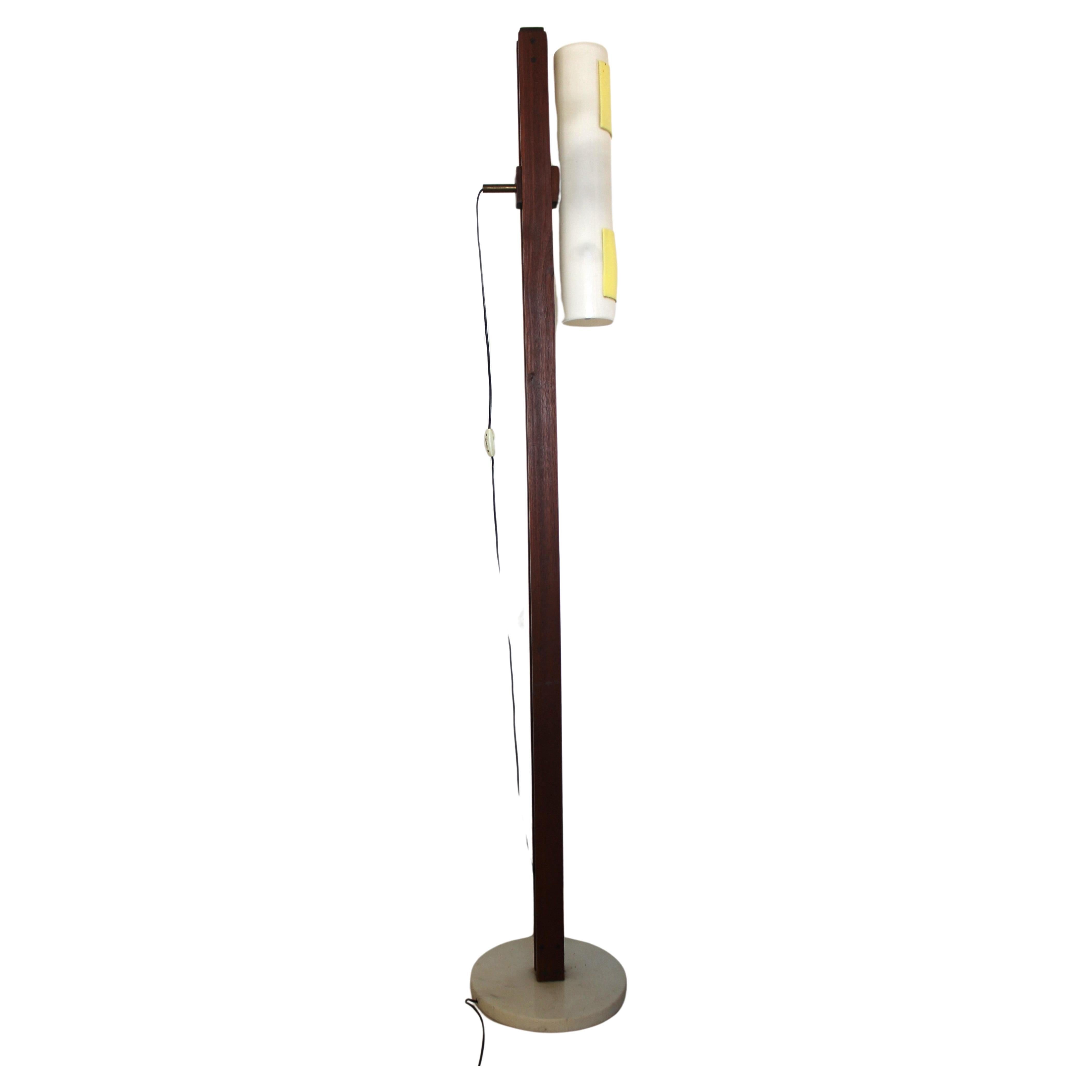 MidCentury Italian Floor Lamp with flowing white and yellow diffuser, 1960s. For Sale