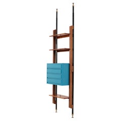 Midcentury Italian Floor to Ceiling Teak Modular Wall Unit