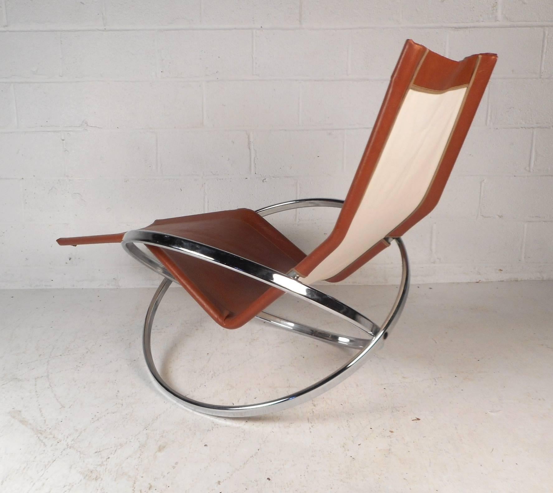 Mid-Century Modern Midcentury Italian Folding Chaise Lounge Rocker
