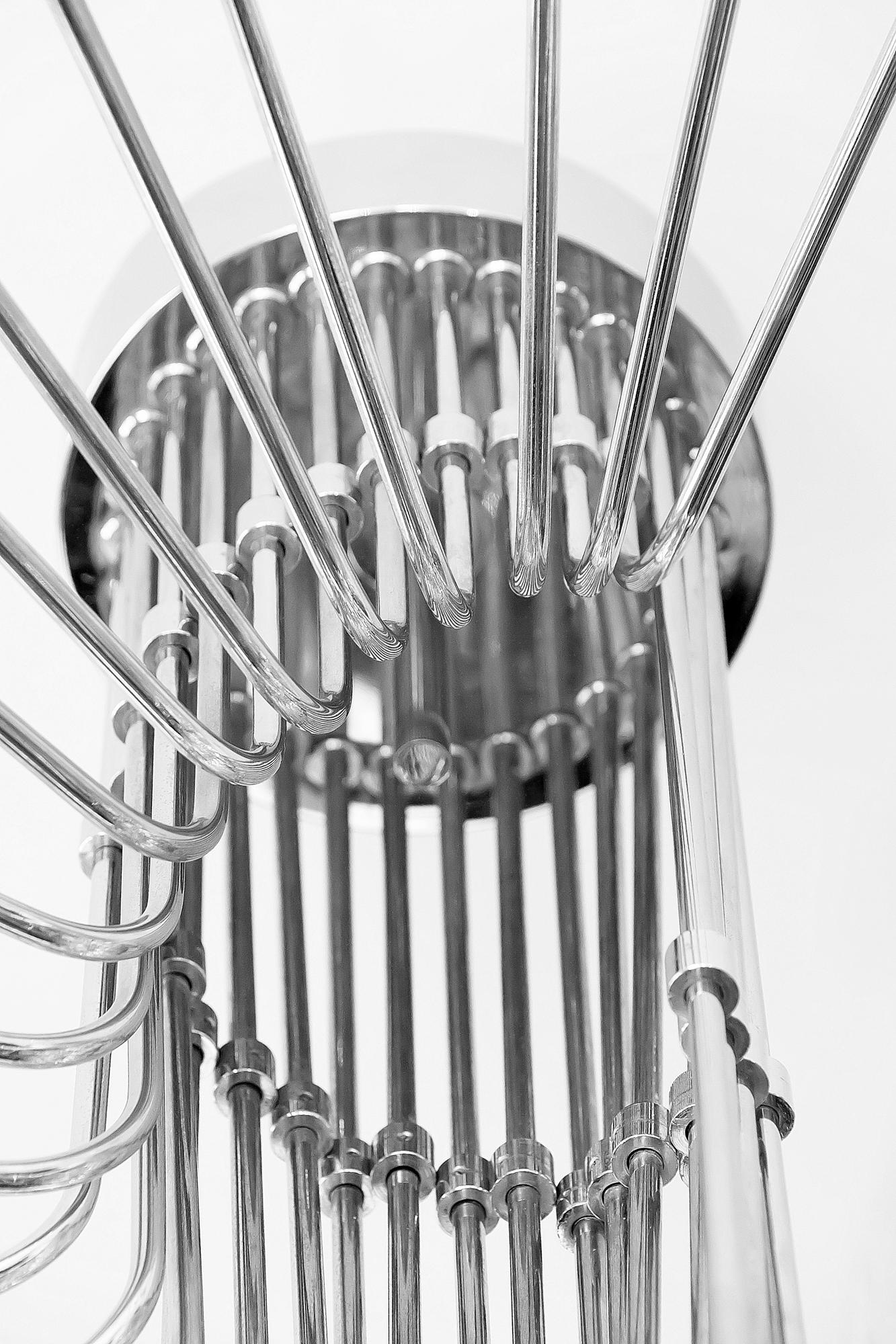 Midcentury Italian Gaetano Sciolari Spiral Chrome Chandelier, circa 1970 1