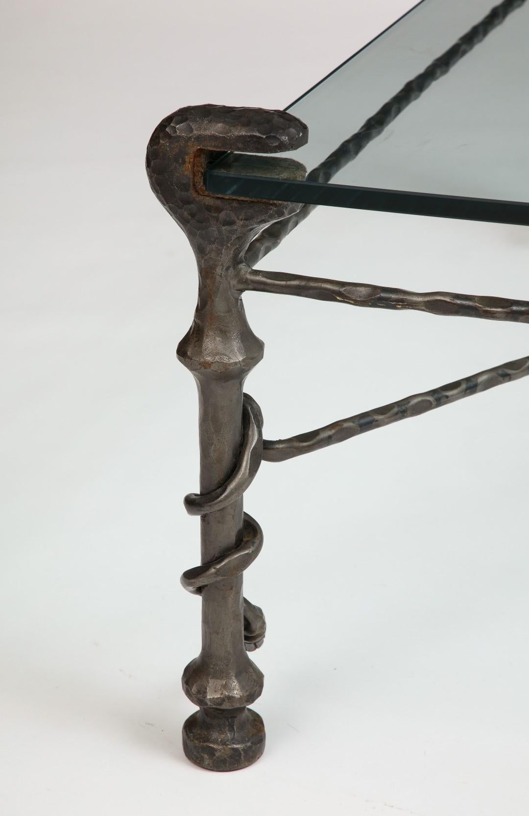 Midcentury Italian Giacometti-Style Bronze Coffee Table with Glass Top, c. 1950 9