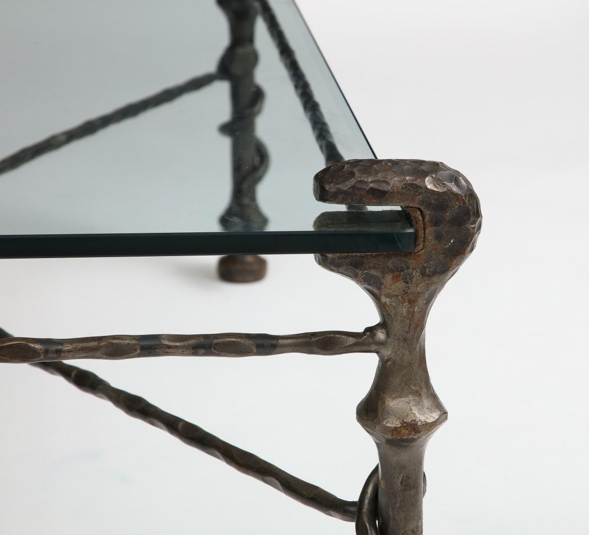 Midcentury Italian Giacometti-Style Bronze Coffee Table with Glass Top, c. 1950 10
