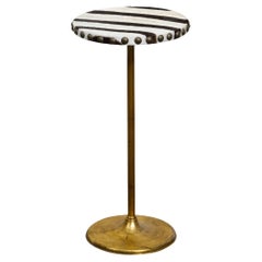 Midcentury Italian Gilt Brass Gueridon Side Table with Circular Zebra Hide Top