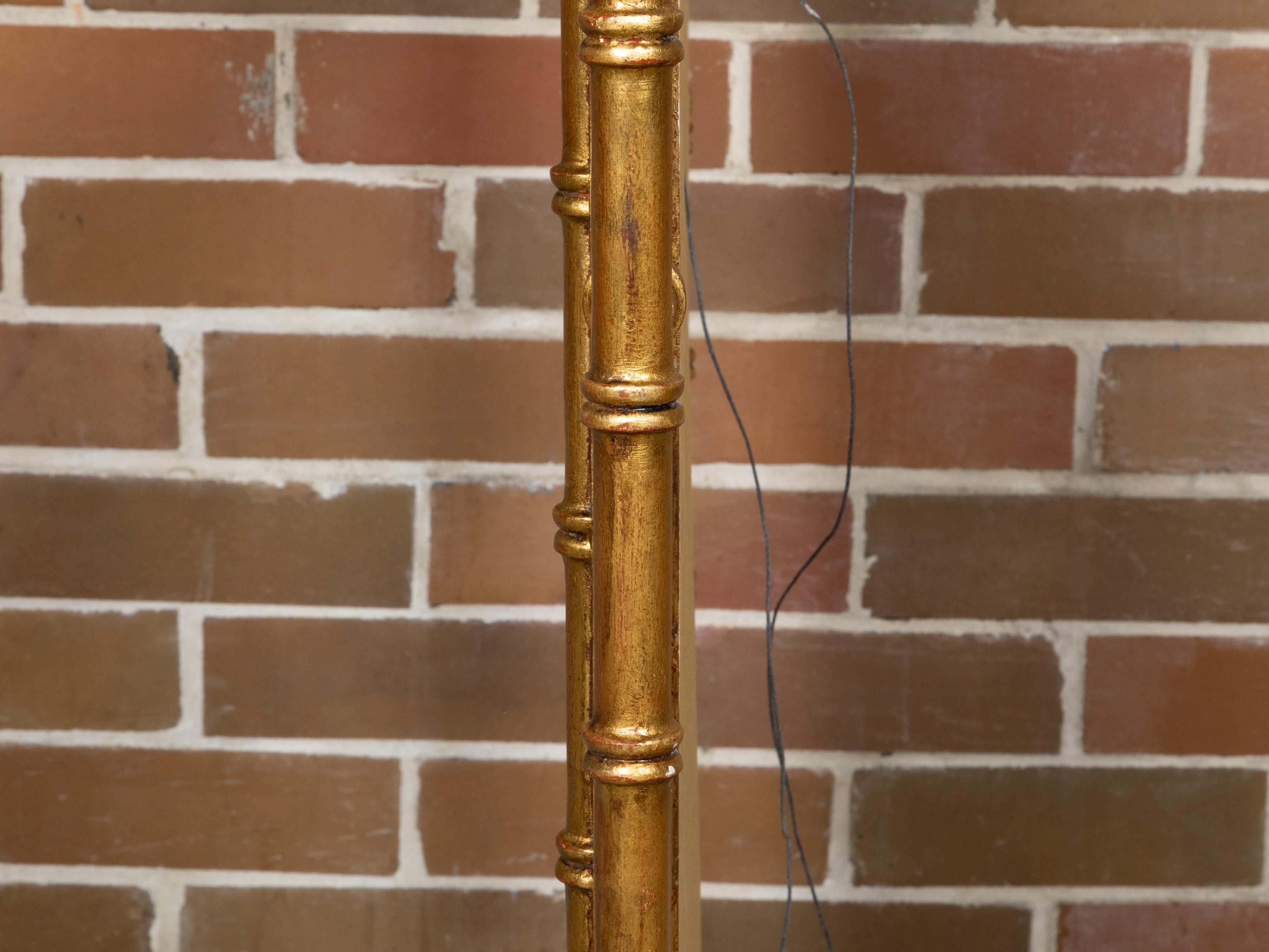 Midcentury Italian Gilt Faux Bambus Spiegel mit abgeschrägten Glas im Angebot 2