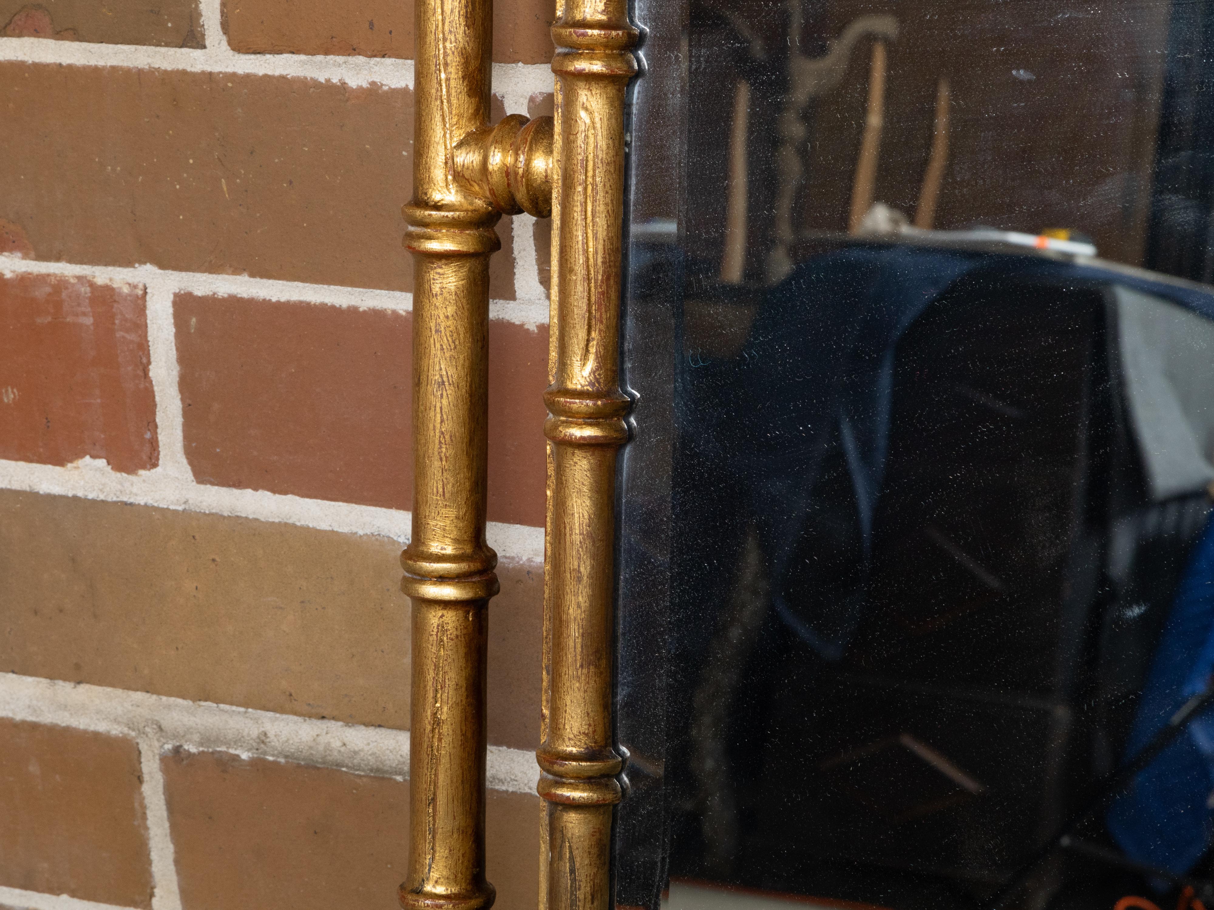 Midcentury Italian Gilt Faux Bambus Spiegel mit abgeschrägten Glas (Kunstbambus) im Angebot