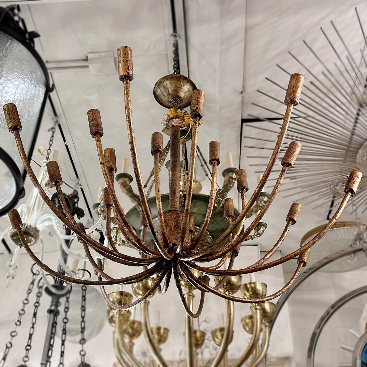 Midcentury Italian Gilt Metal Light fixture For Sale 2