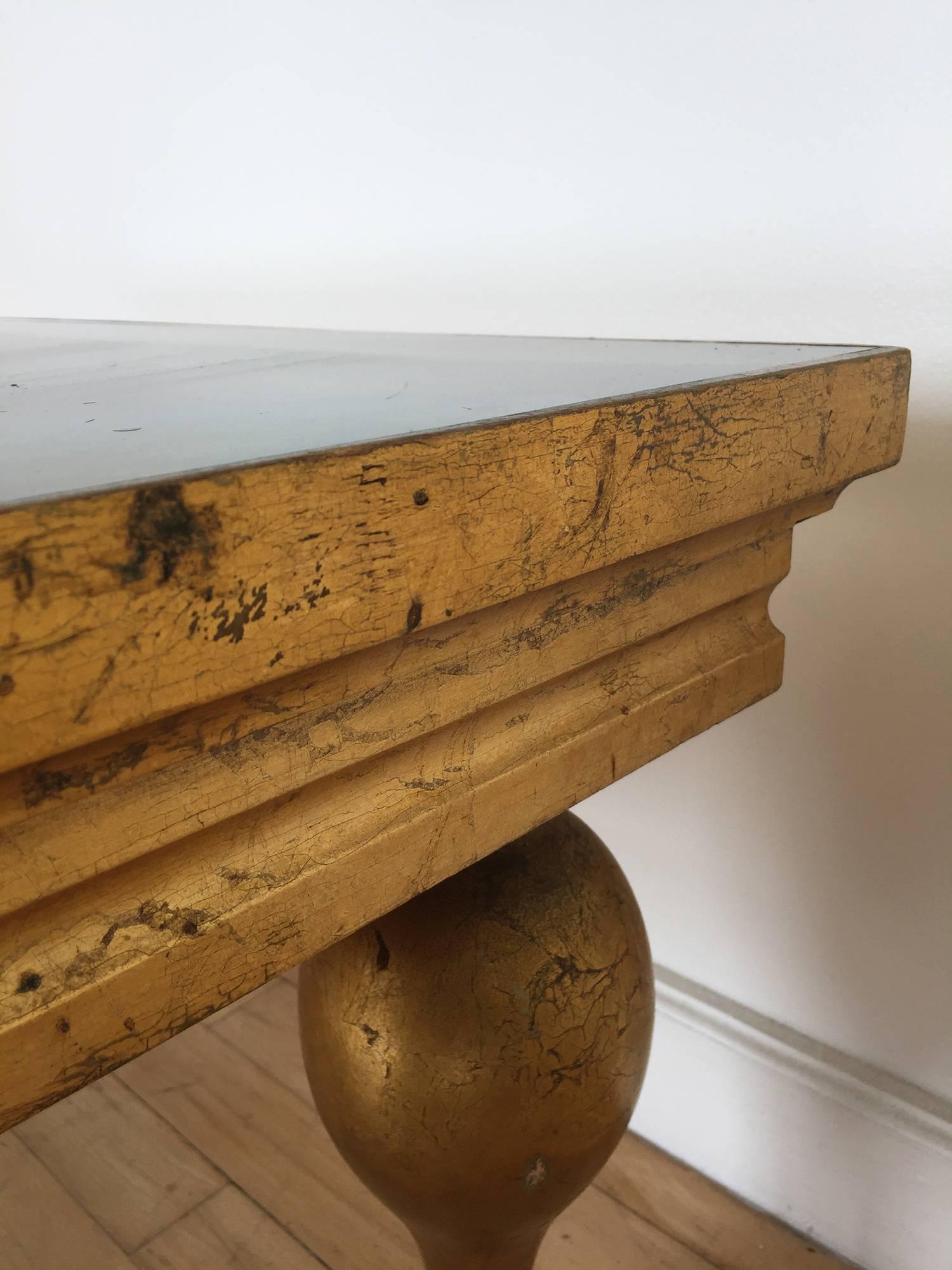 Midcentury Italian Giltwood Occasional Table with Marbleized Top, 1940s For Sale 2