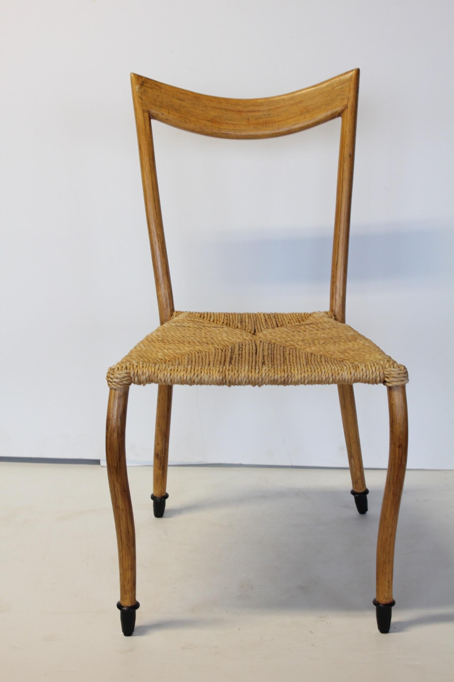 Midcentury Italian Gio Ponti Style Chair In Good Condition For Sale In Chicago, IL