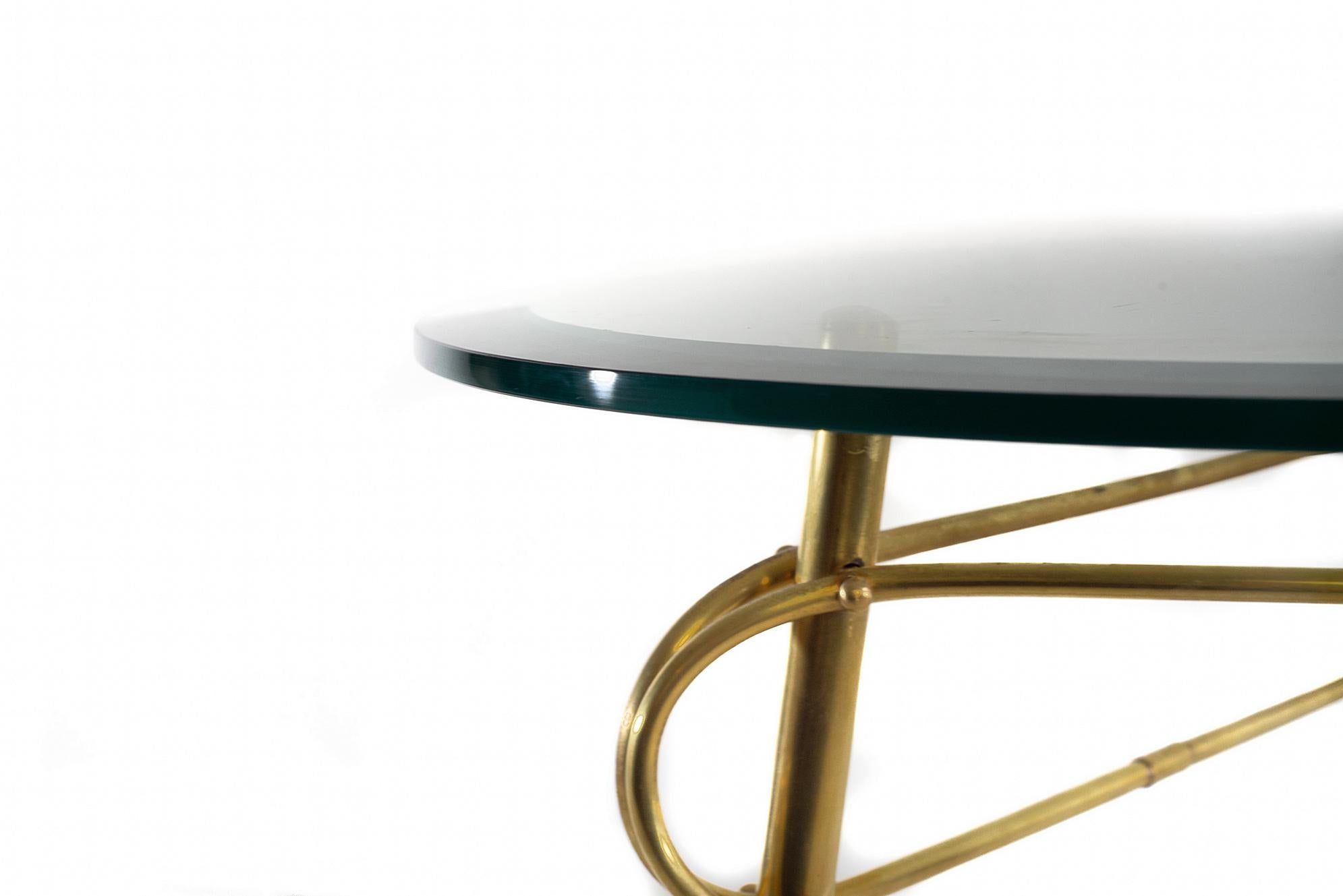 Midcentury Italian Glass and Brass Coffee Table For Sale 2