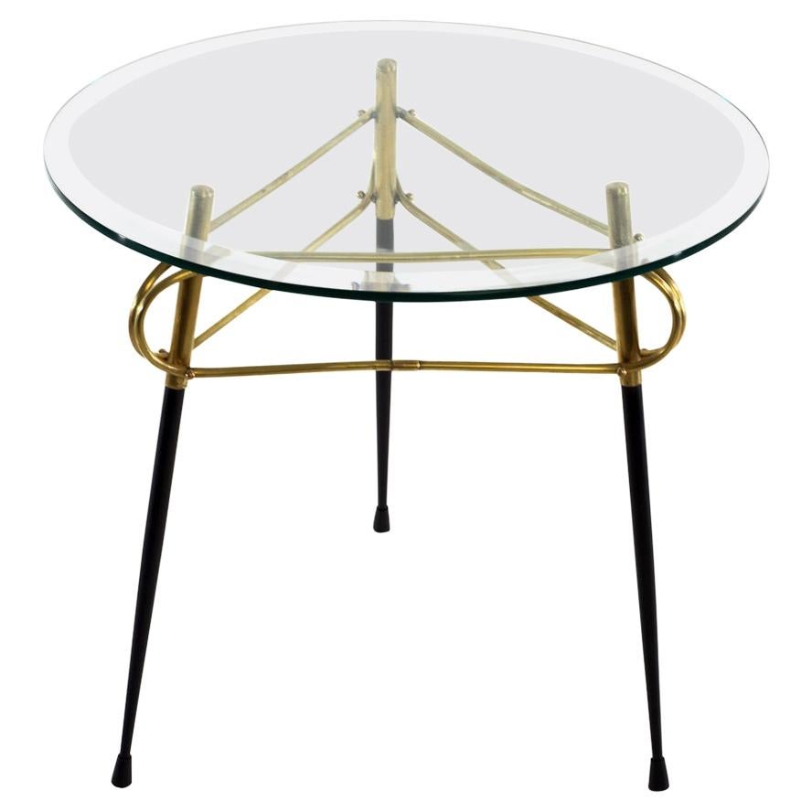 Midcentury Italian Glass and Brass Coffee Table