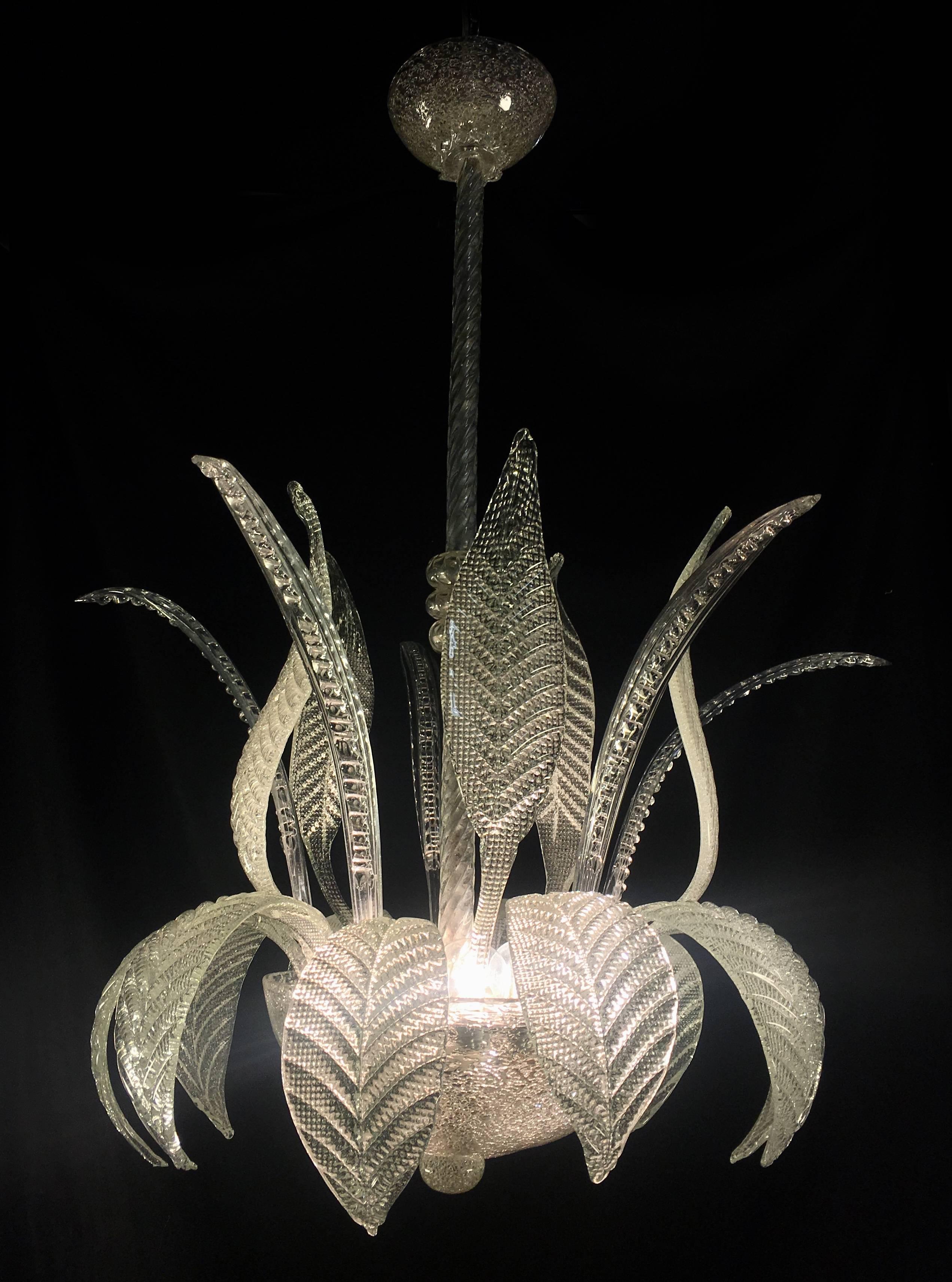 Midcentury Italian Glass Chandelier by Barovier & Toso, Murano, 1940 6