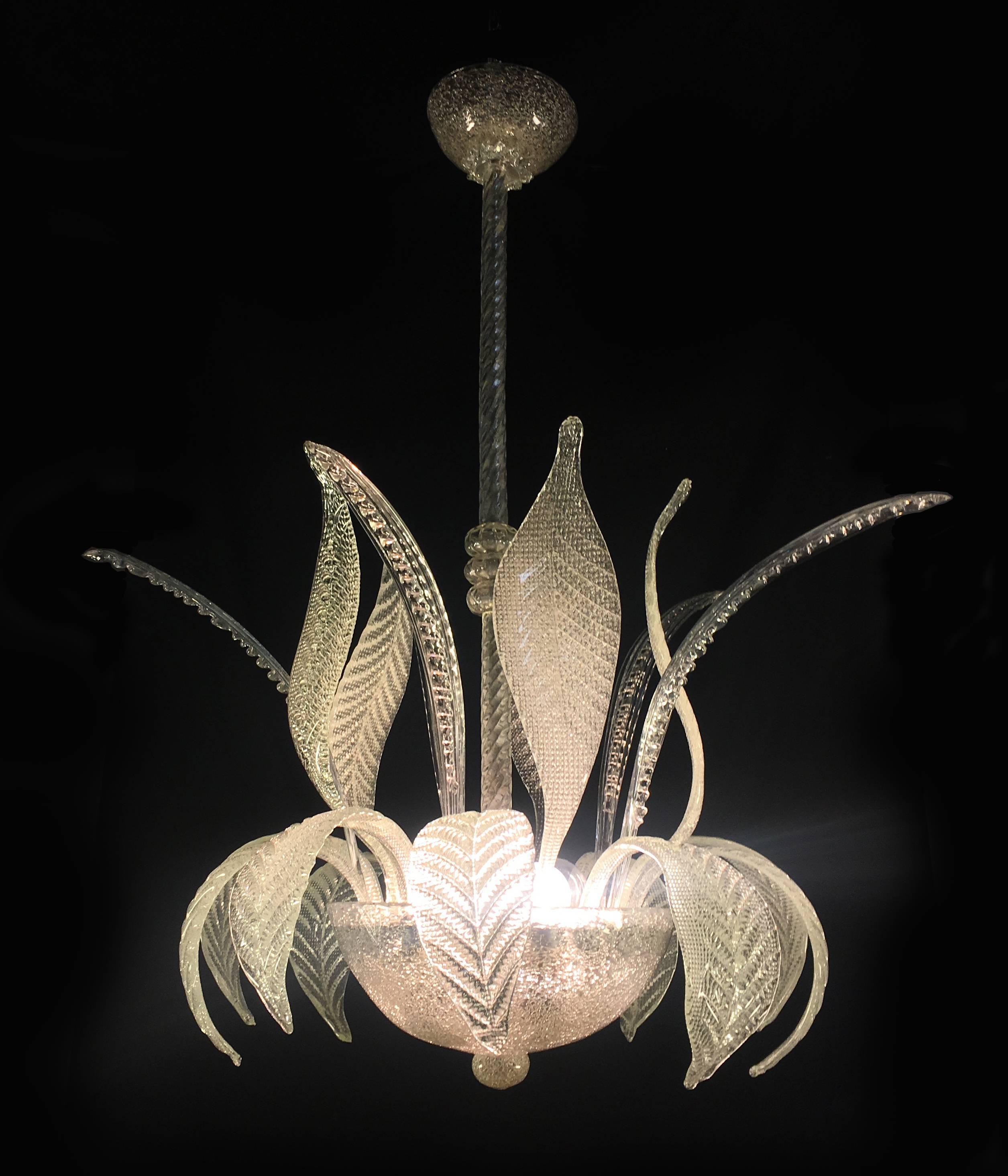 Midcentury Italian Glass Chandelier by Barovier & Toso, Murano, 1940 10