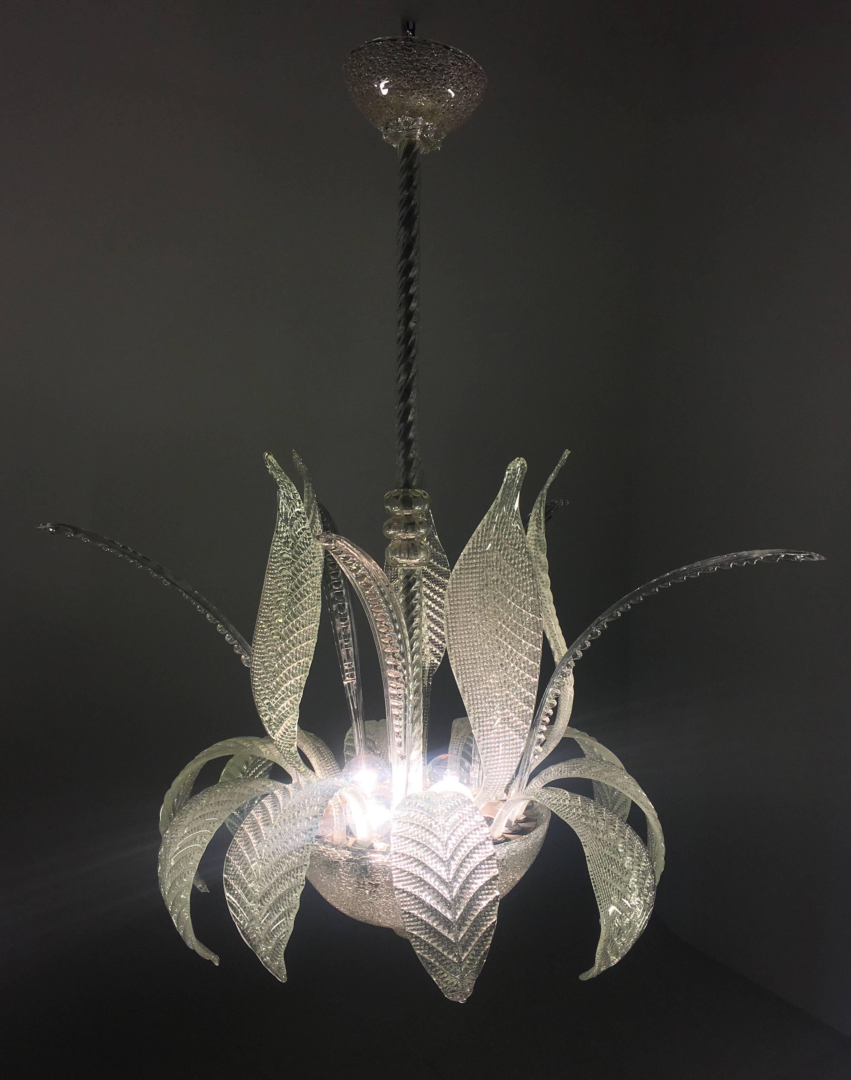 Midcentury Italian Glass Chandelier by Barovier & Toso, Murano, 1940 In Excellent Condition In Budapest, HU