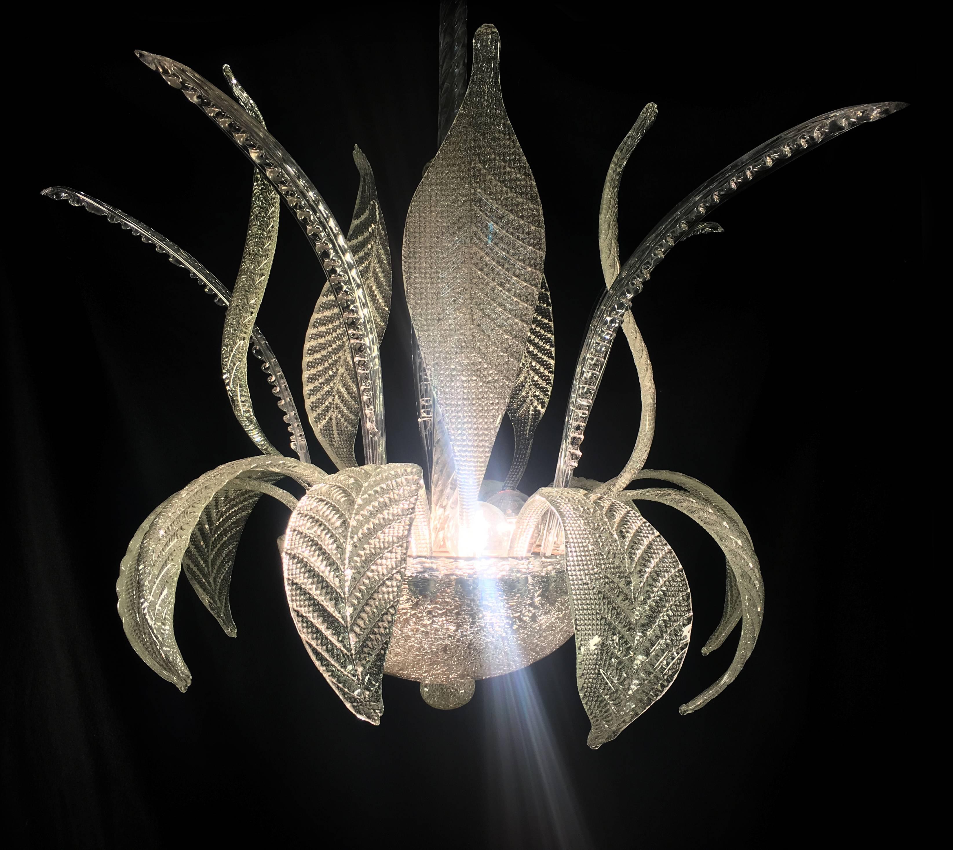 20th Century Midcentury Italian Glass Chandelier by Barovier & Toso, Murano, 1940