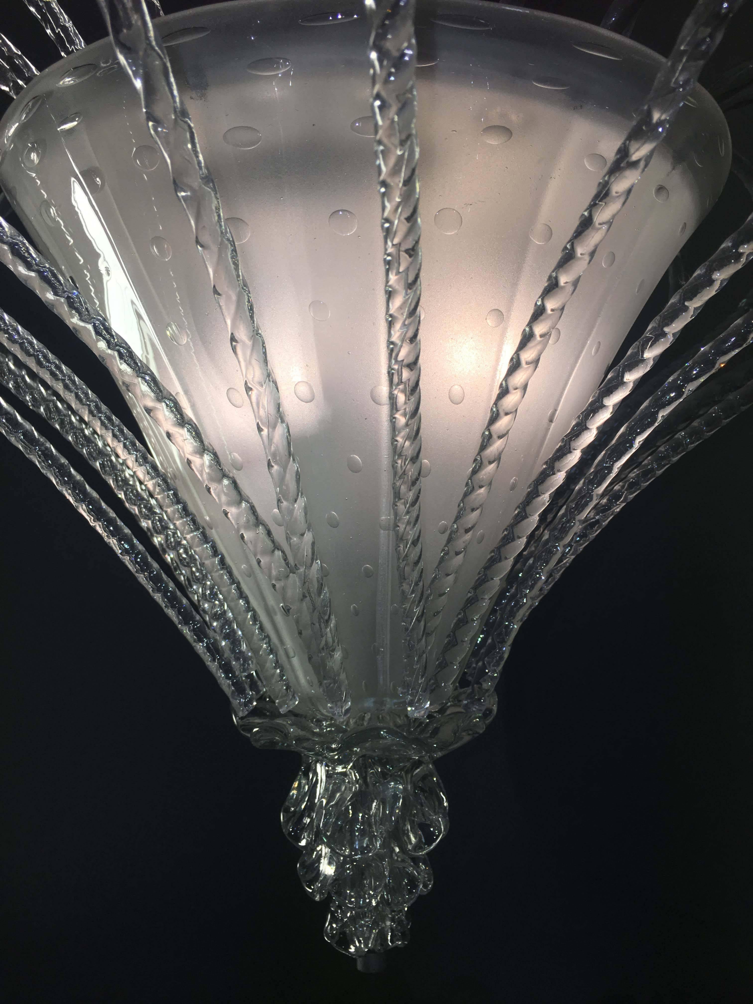 Midcentury Italian Glass Chandelier by Barovier & Toso, Murano, 1940 2