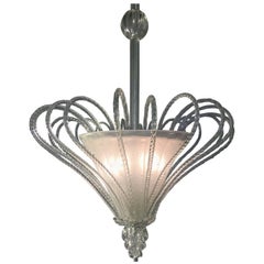 Midcentury Italian Glass Chandelier by Barovier & Toso, Murano, 1940