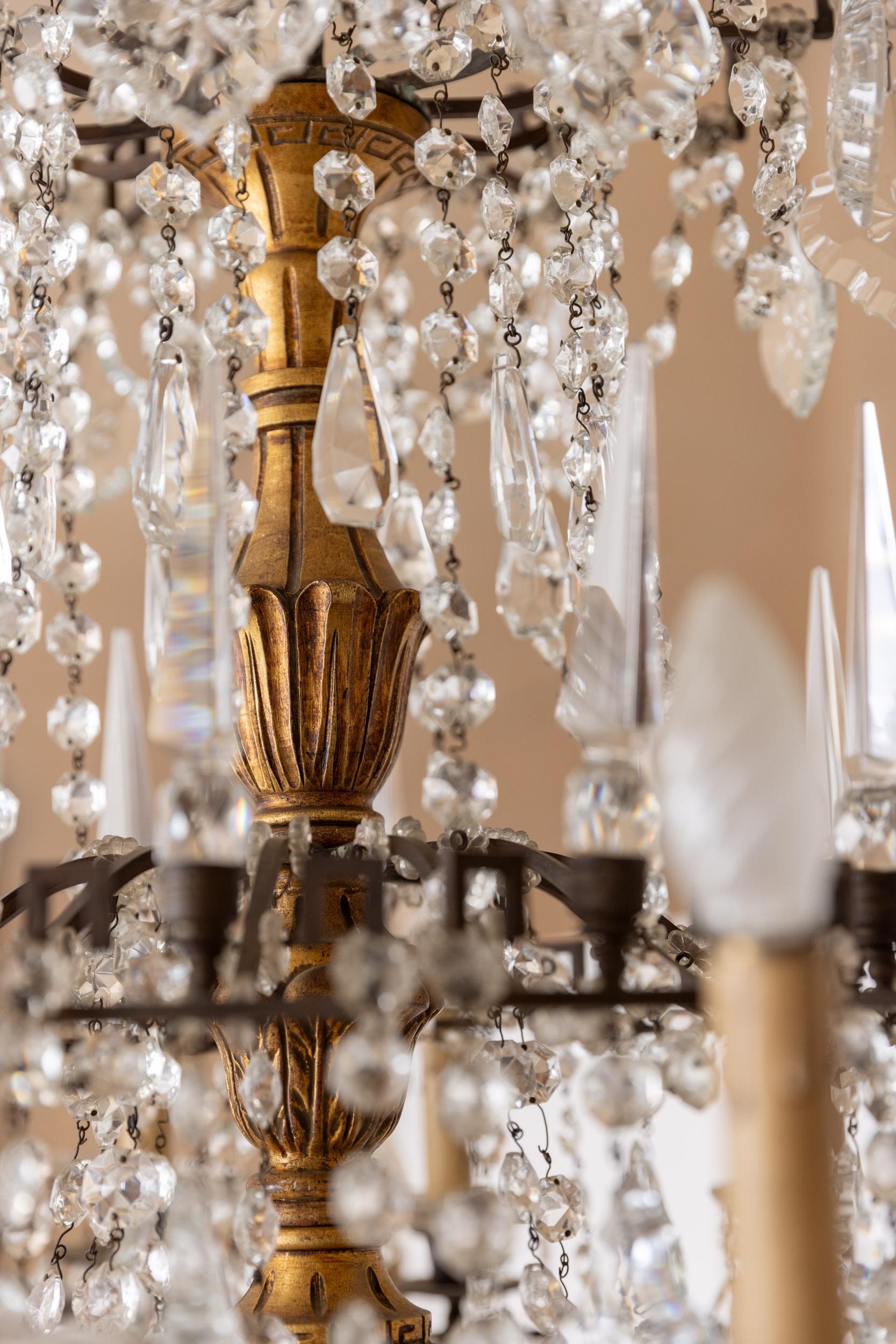 Midcentury italian glass drops chandelier For Sale 3