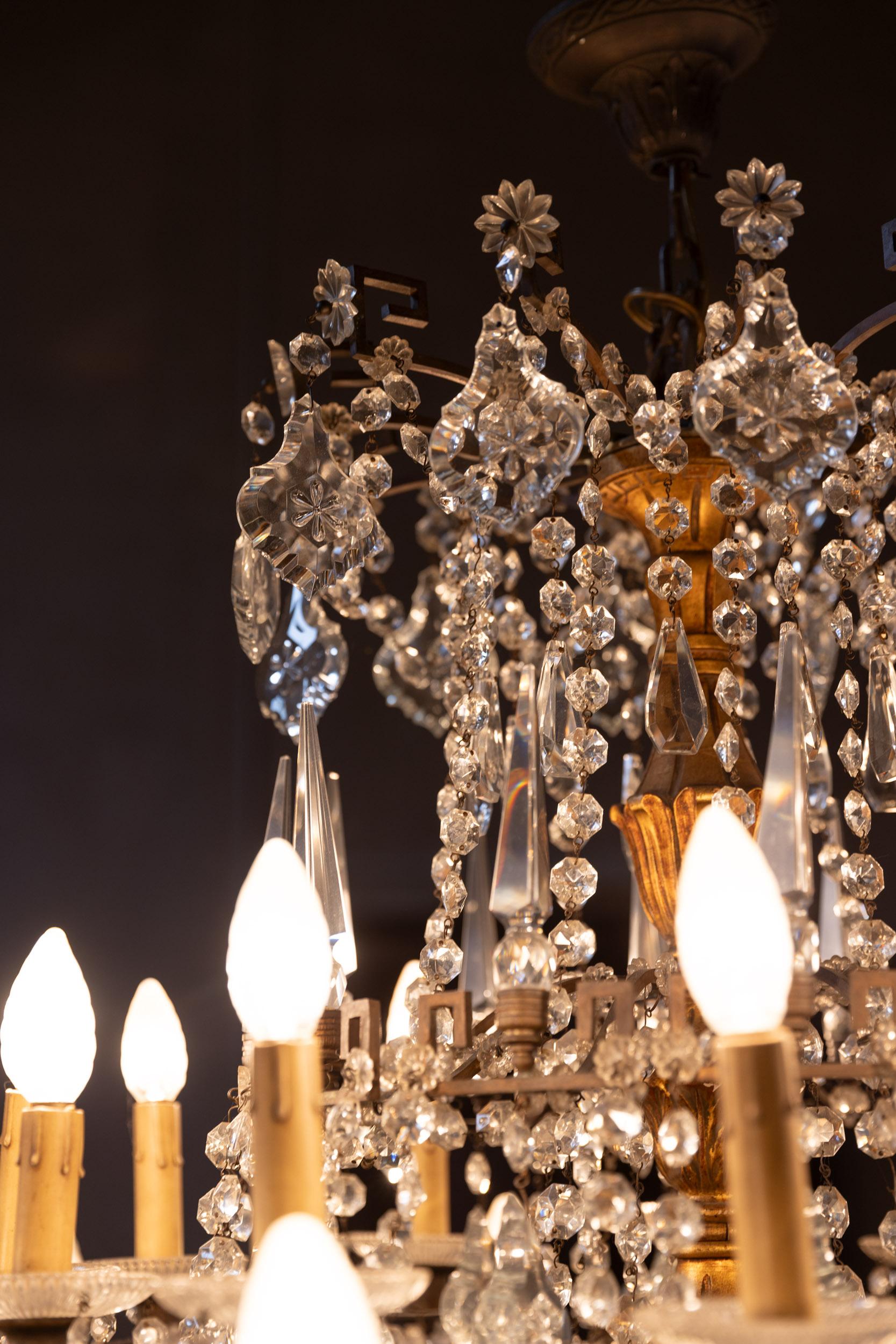 Midcentury italian glass drops chandelier For Sale 10