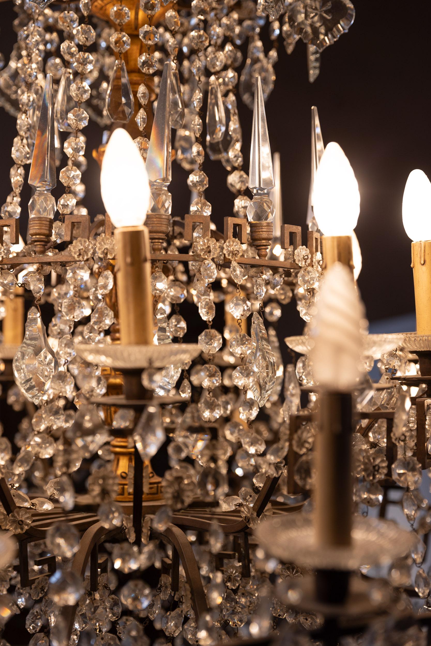 Midcentury italian glass drops chandelier For Sale 11