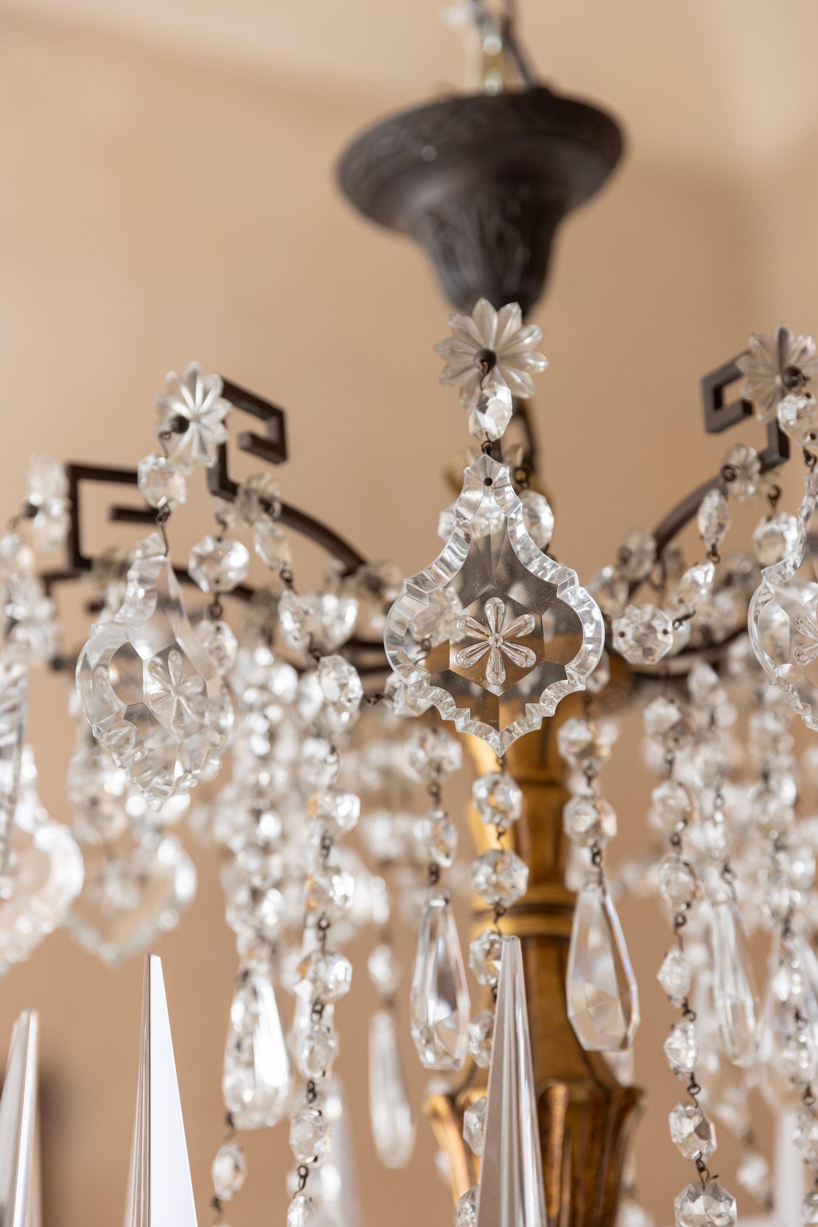 Midcentury italian glass drops chandelier For Sale 1