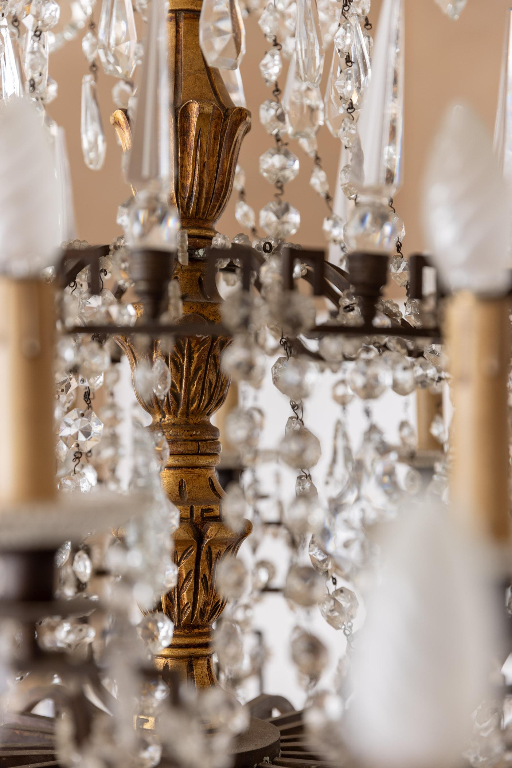 Midcentury italian glass drops chandelier For Sale 2