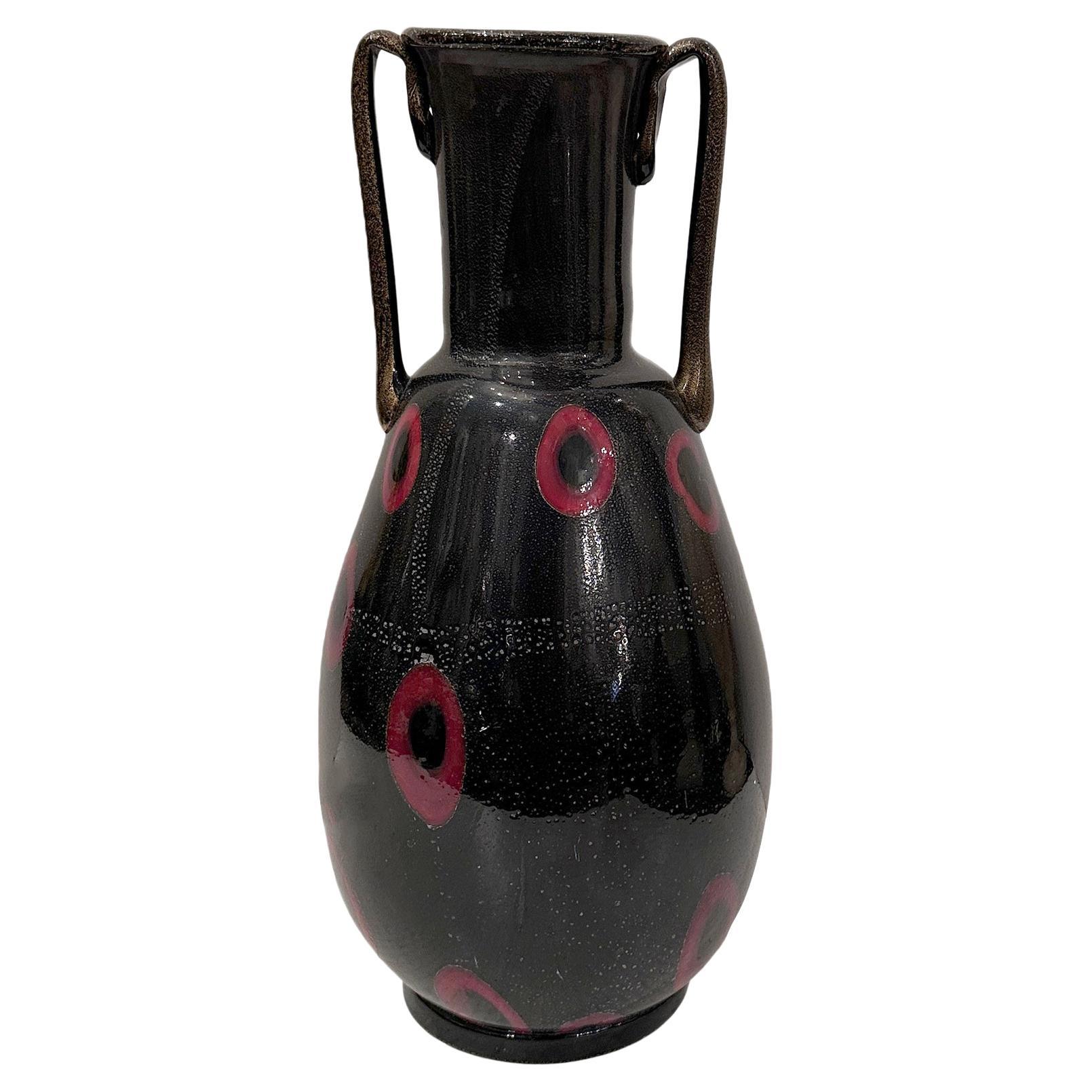 Jarrón de cristal italiano de mediados de siglo