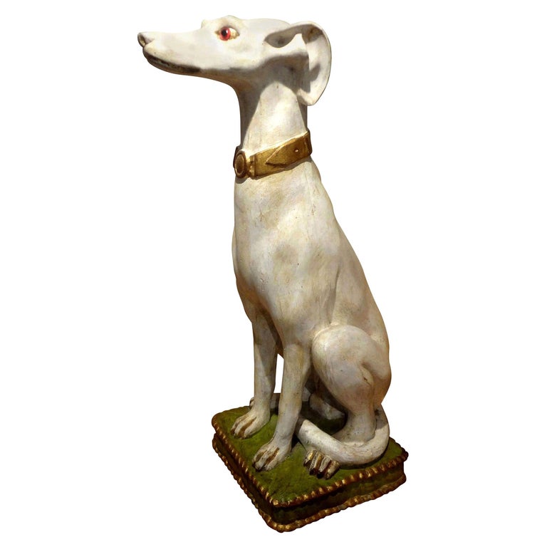 Midcentury Italian Glazed Terracotta Whippet Statue at 1stDibs