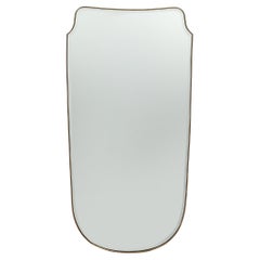 Midcentury Italian Grand Scale Schild geformt Messing abgeschrägten Spiegel 1950s