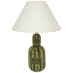 Italienische Keramik-Tischlampe aus der Mitte des Jahrhunderts in Grün und Gelb
