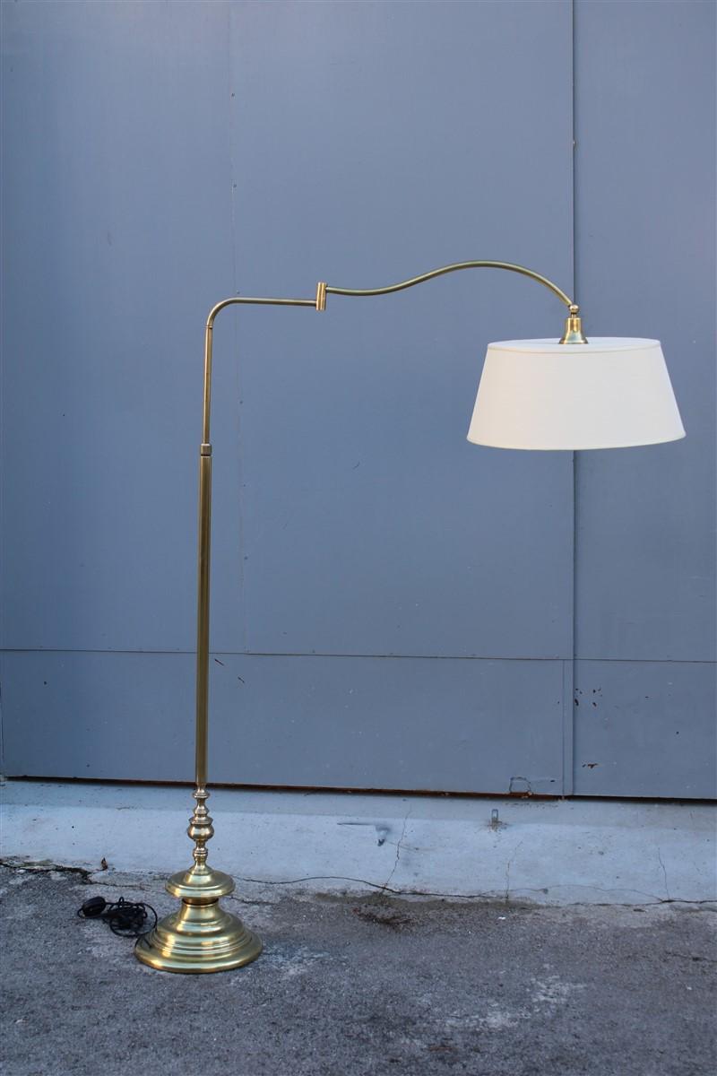 Midcentury Italian  solid  Brass Floor Lamp Adjustable in Height and Width For Sale 3